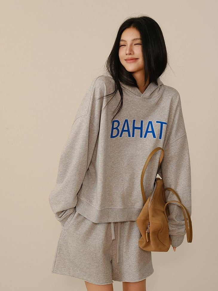 FU FRESH UP Color Block Print Hooded Cropped Long Sleeve Women&