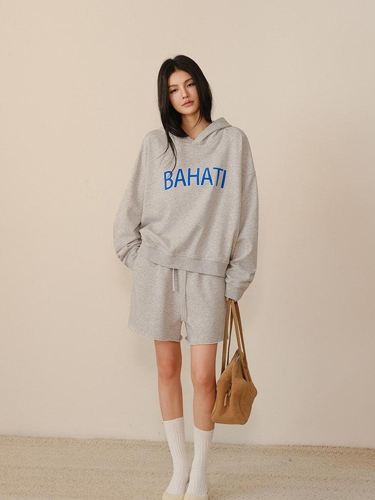 FU FRESH UP Color Block Print Hooded Cropped Long Sleeve Women&