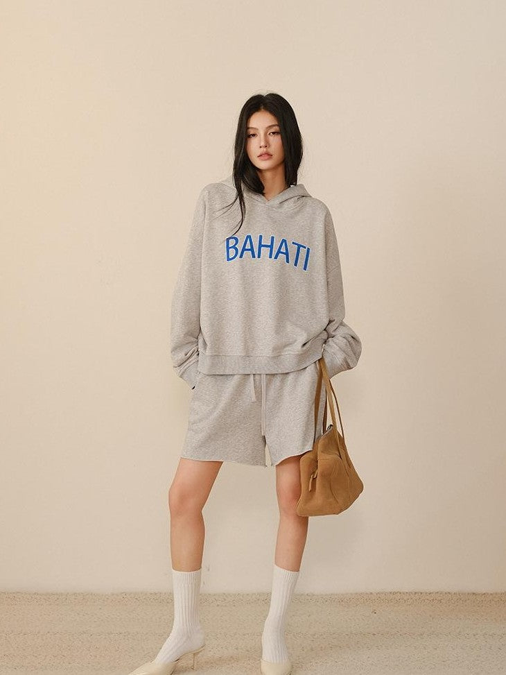 FU FRESH UP Color Block Print Hooded Cropped Long Sleeve Women&