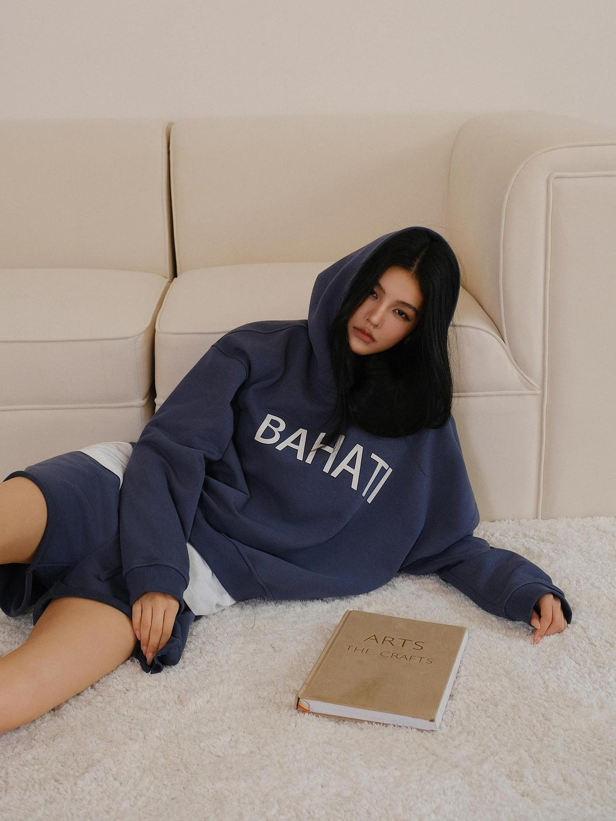 FU FRESH UP Color Block Print Hooded Cropped Long Sleeve Women&