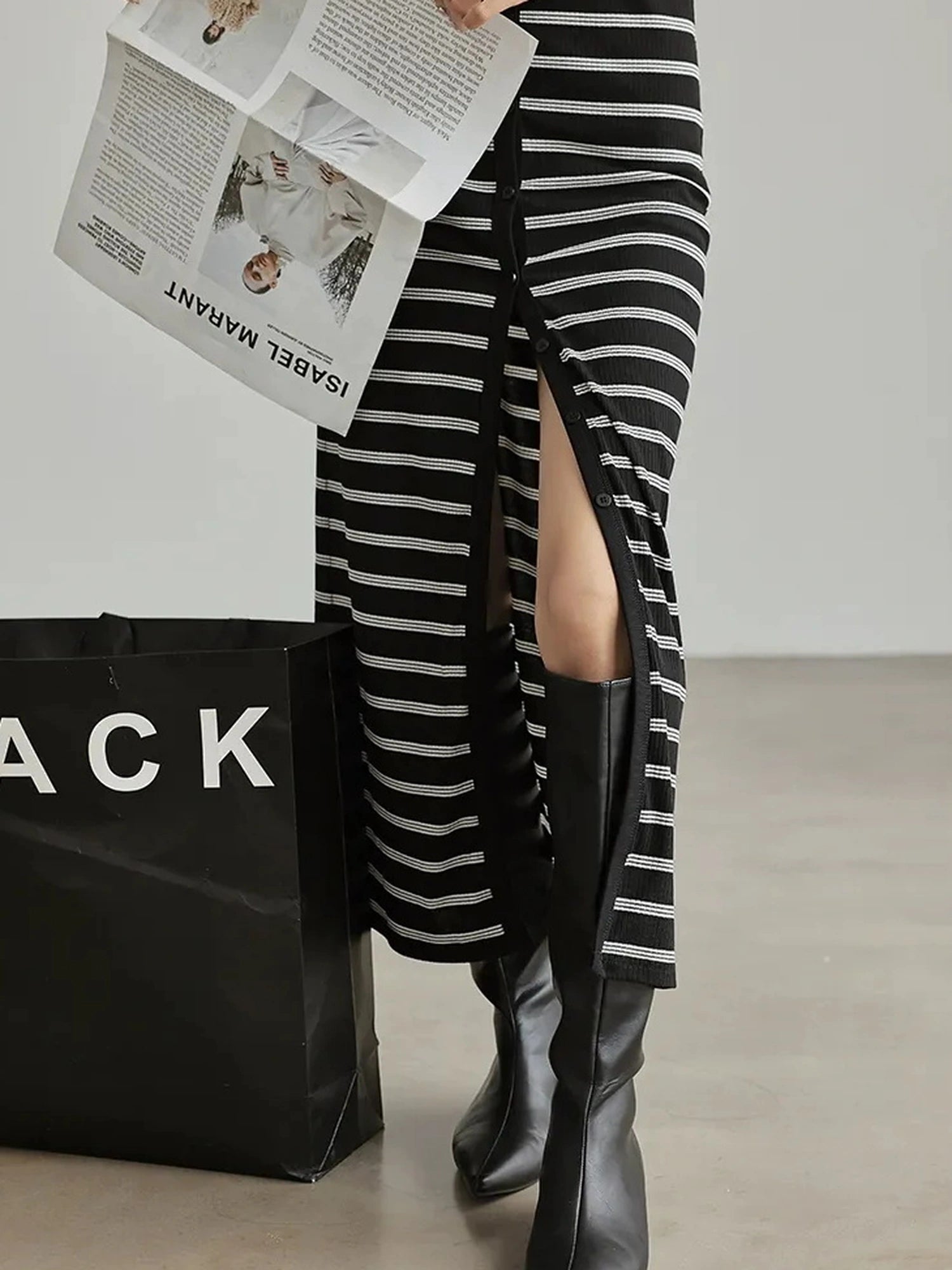 FU FRESH UP Color Block Stripe Knit Slip Dress