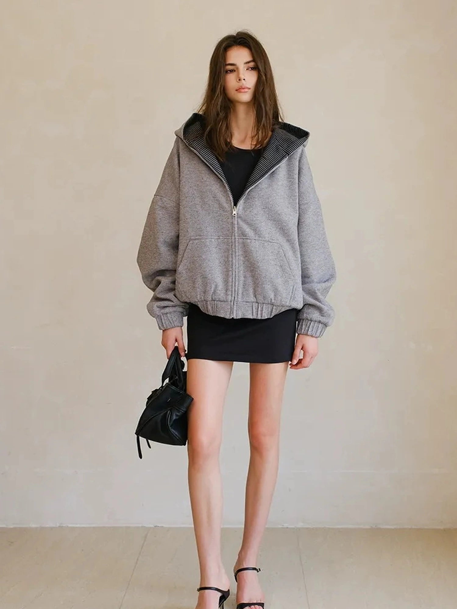 FU FRESH UP Color Block Stripe Reversible Hooded Jacket