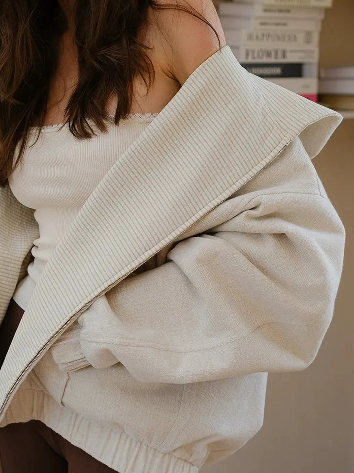 FU FRESH UP Color Block Stripe Reversible Hooded Jacket