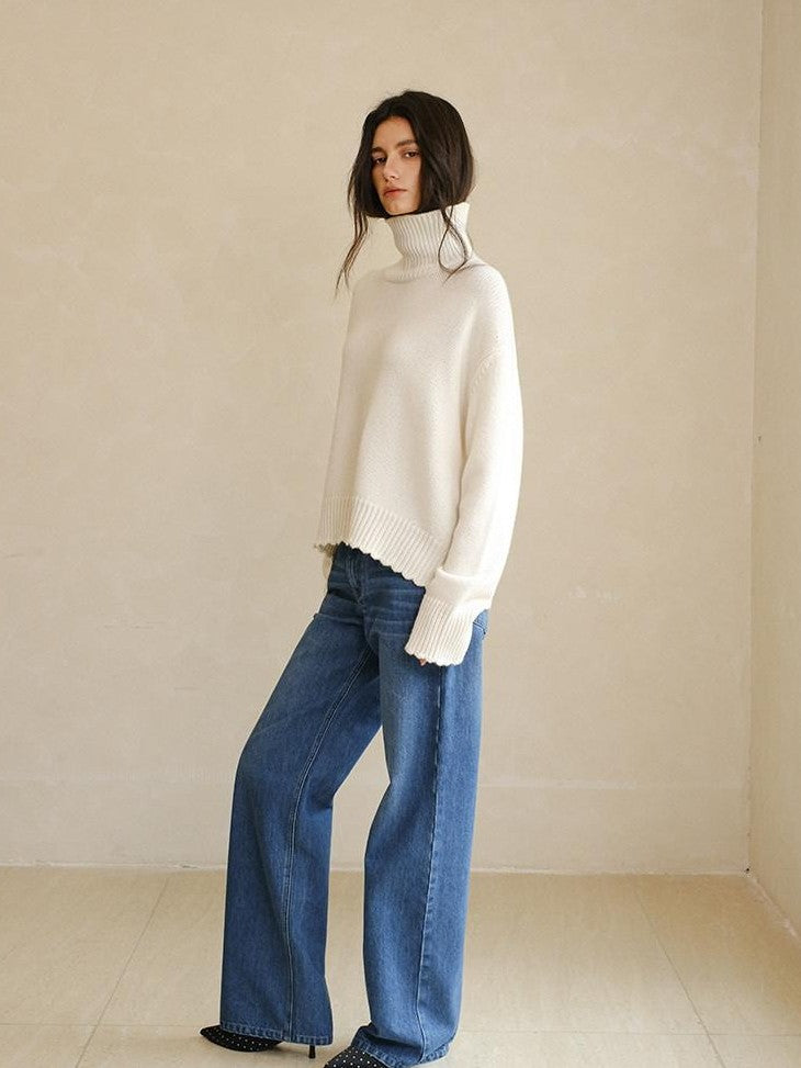 FU FRESH UP Colorblock Lace Trim Oversized Women&