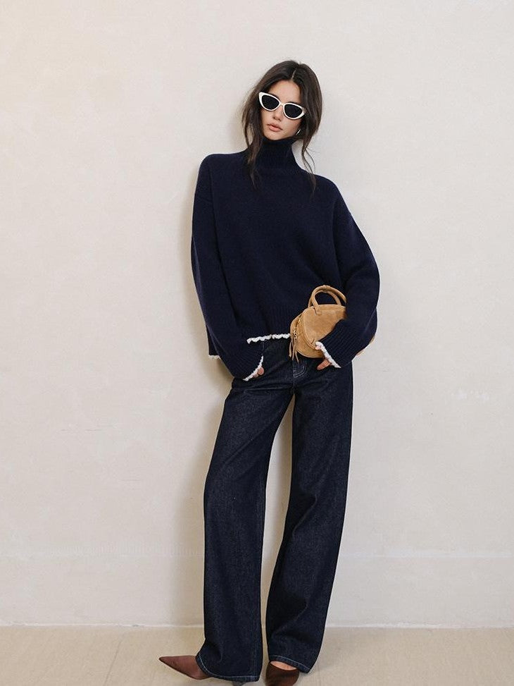 FU FRESH UP Colorblock Lace Trim Oversized Women&