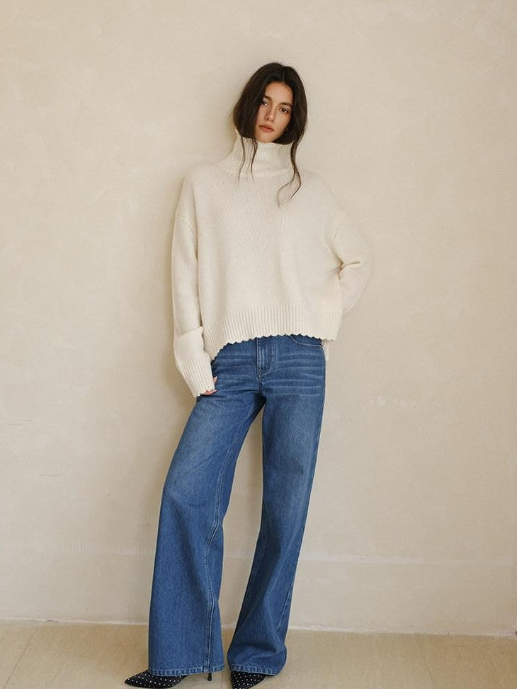 FU FRESH UP Colorblock Lace Trim Oversized Women&