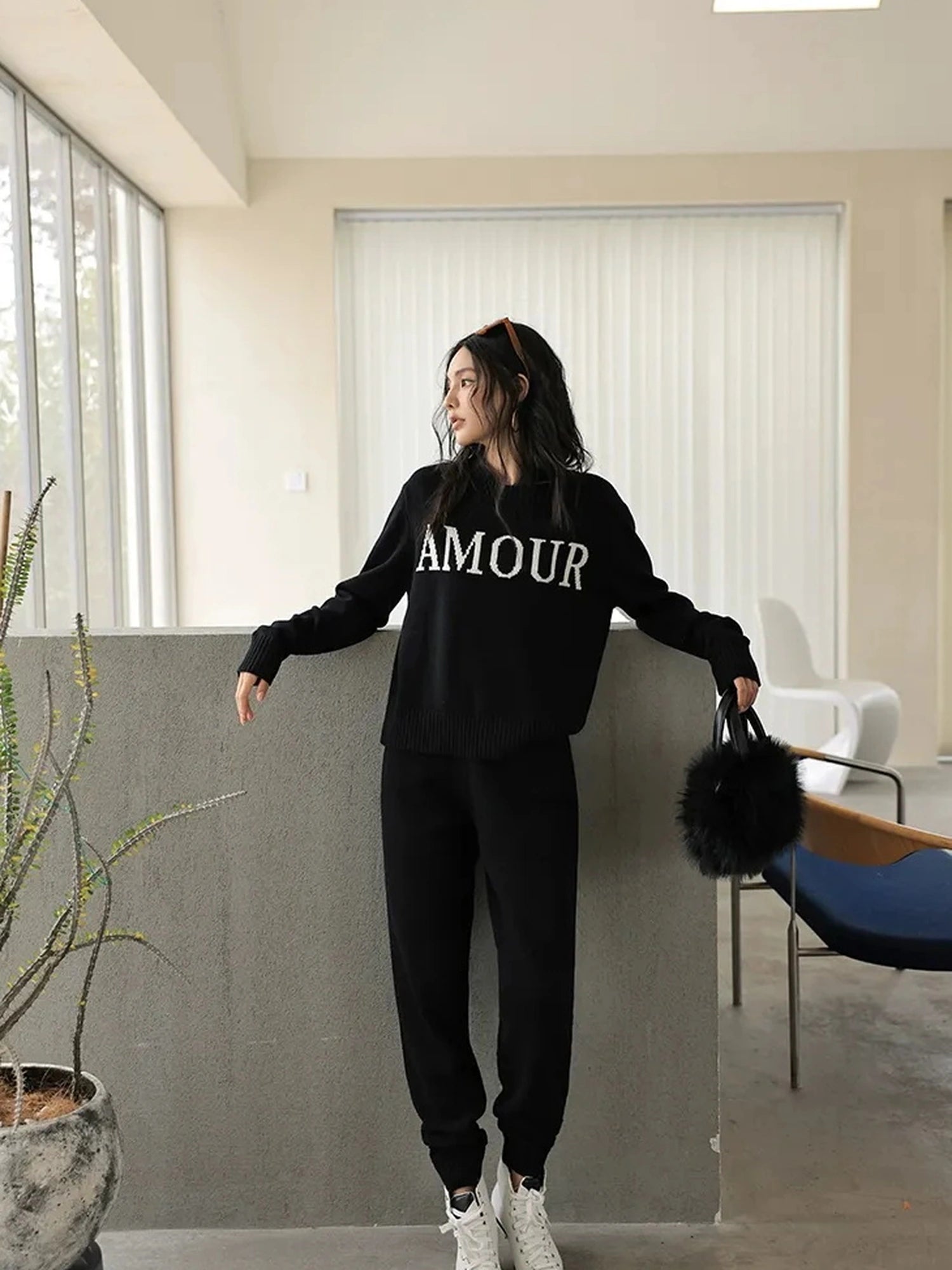 FU FRESH UP Comfort Wool Knit Ankle Pants