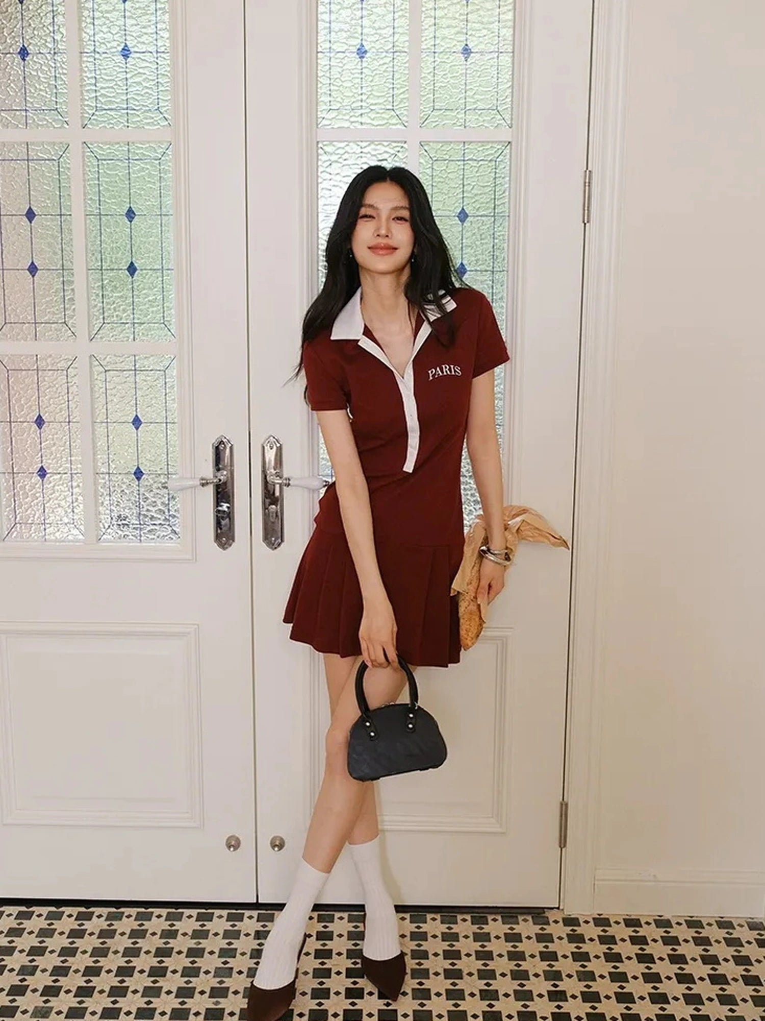 Contour Stitch Polo Knit Dress