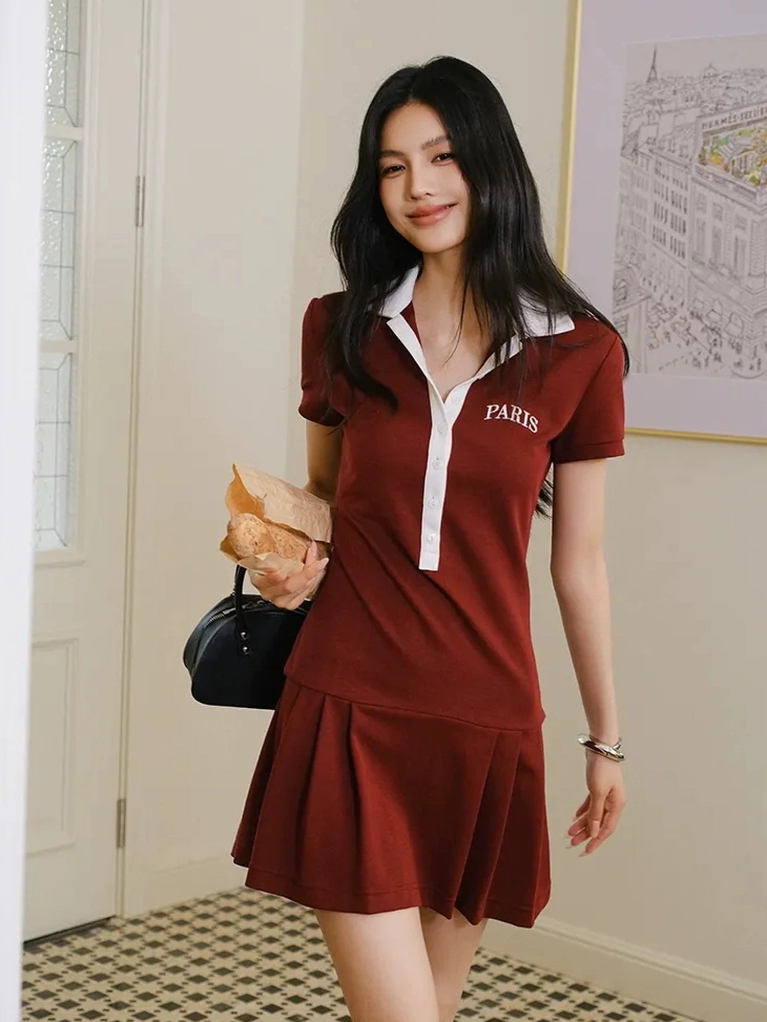 Contour Stitch Polo Knit Dress