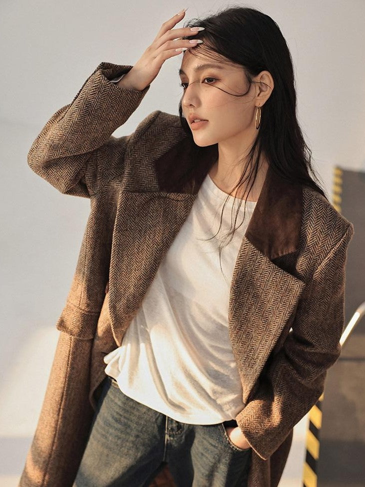 FU FRESH UP Contrast Color Tailored Blazer Women&