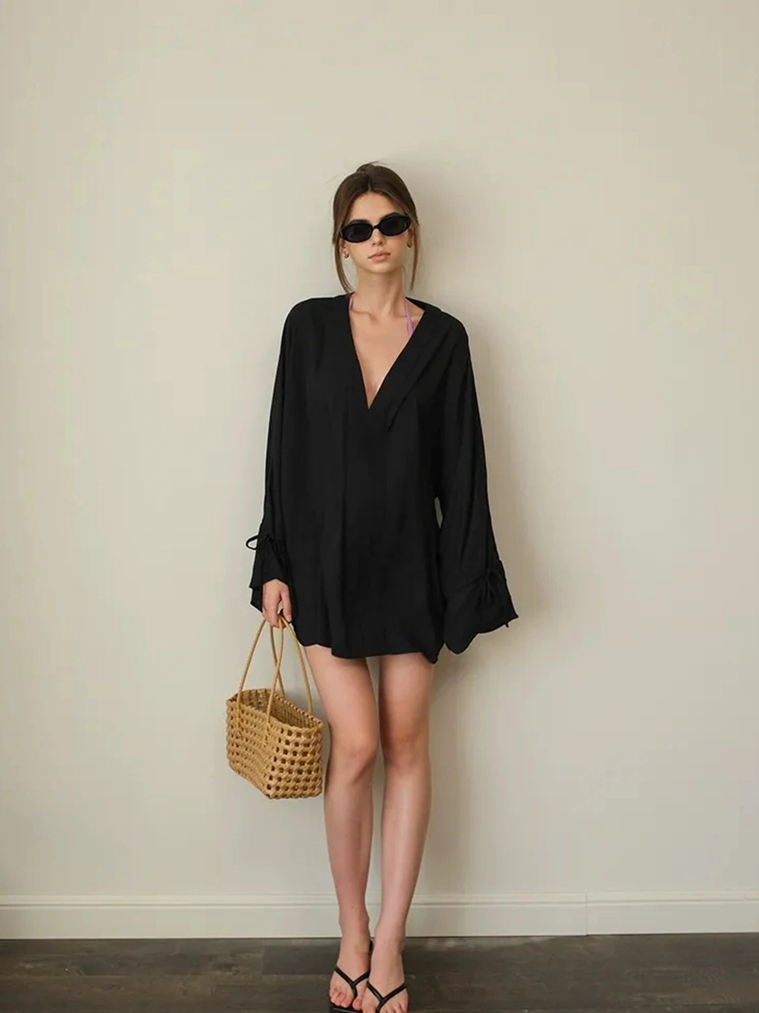 FU FRESH UP Cool Touch V-neck Chiffon Shirt