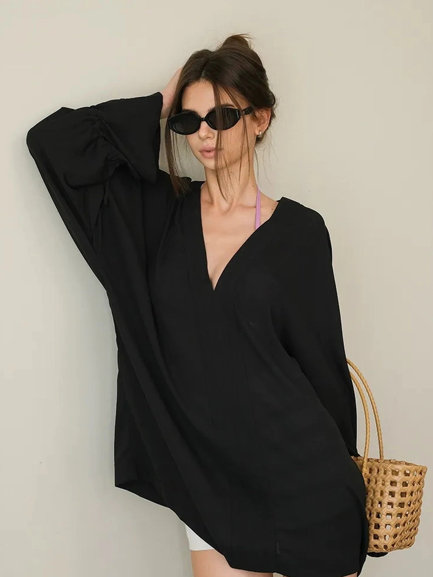 FU FRESH UP Cool Touch V-neck Chiffon Shirt