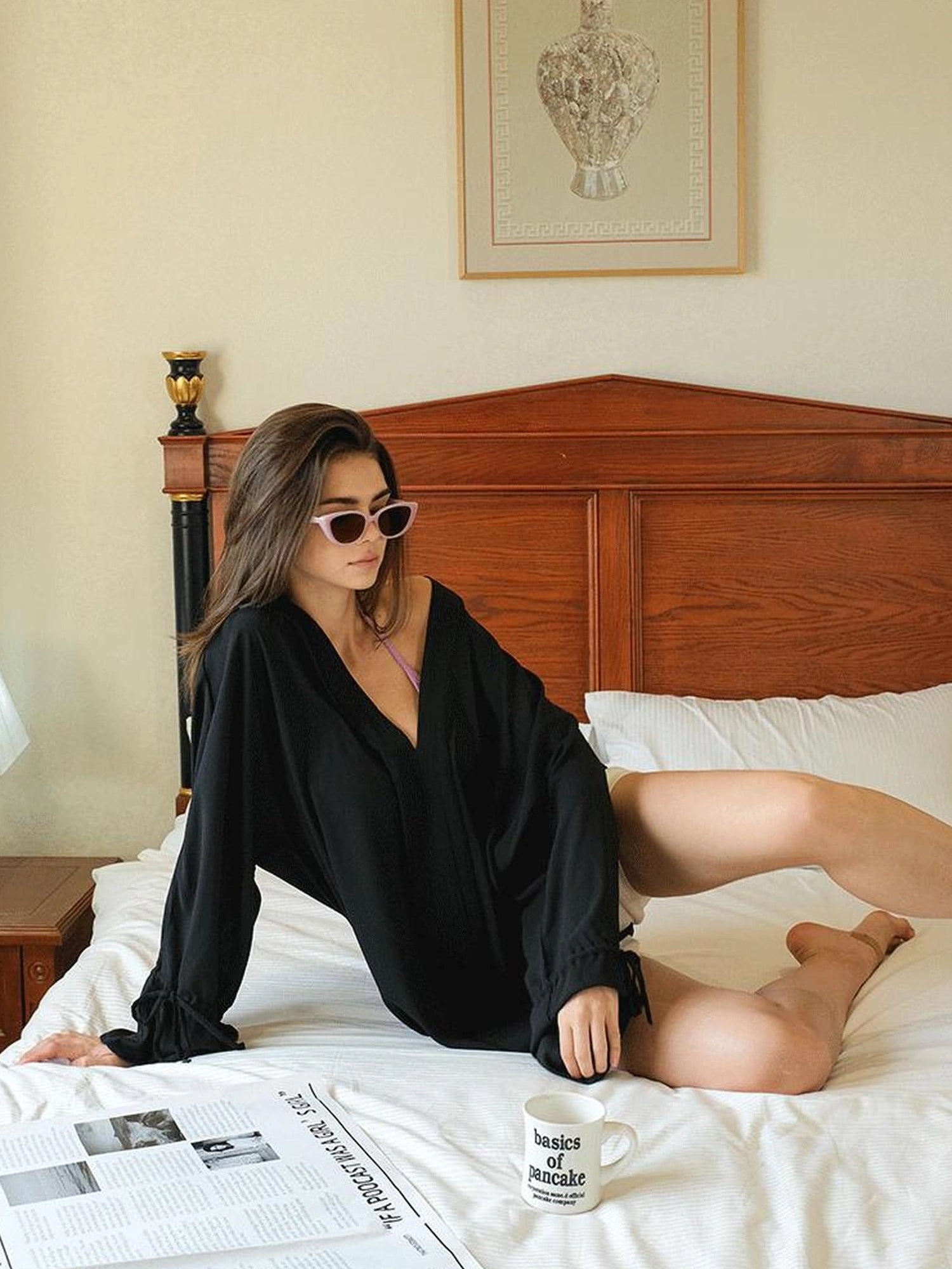 FU FRESH UP Cool Touch V-neck Chiffon Shirt