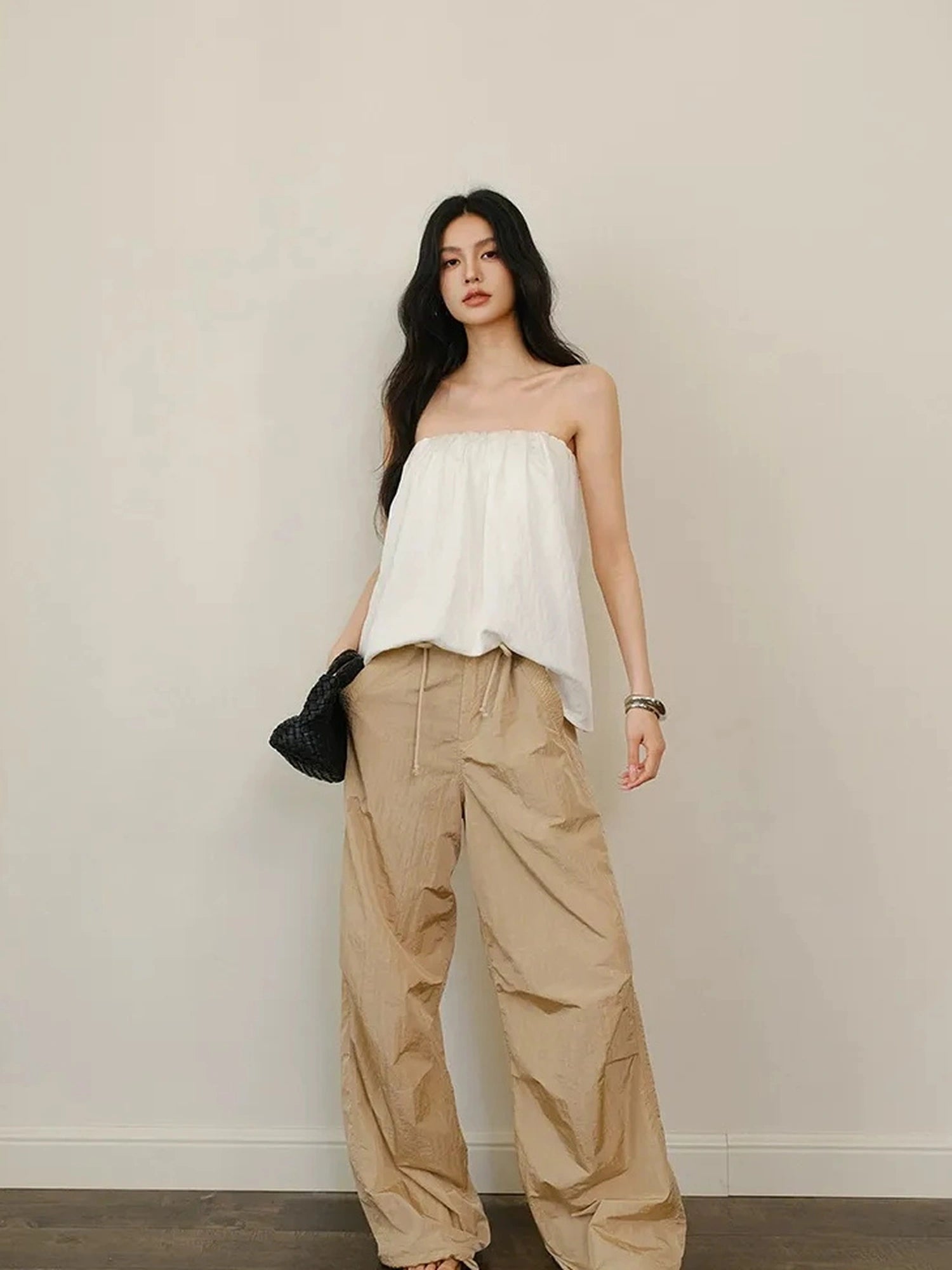Cool Touch Wrinkle Textured Nylon Cargo Trousers