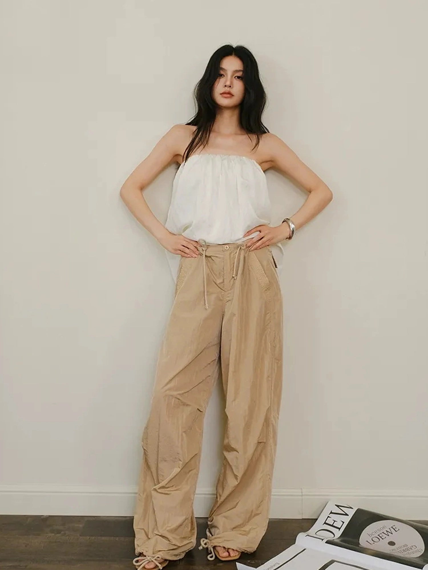 Cool Touch Wrinkle Textured Nylon Cargo Trousers
