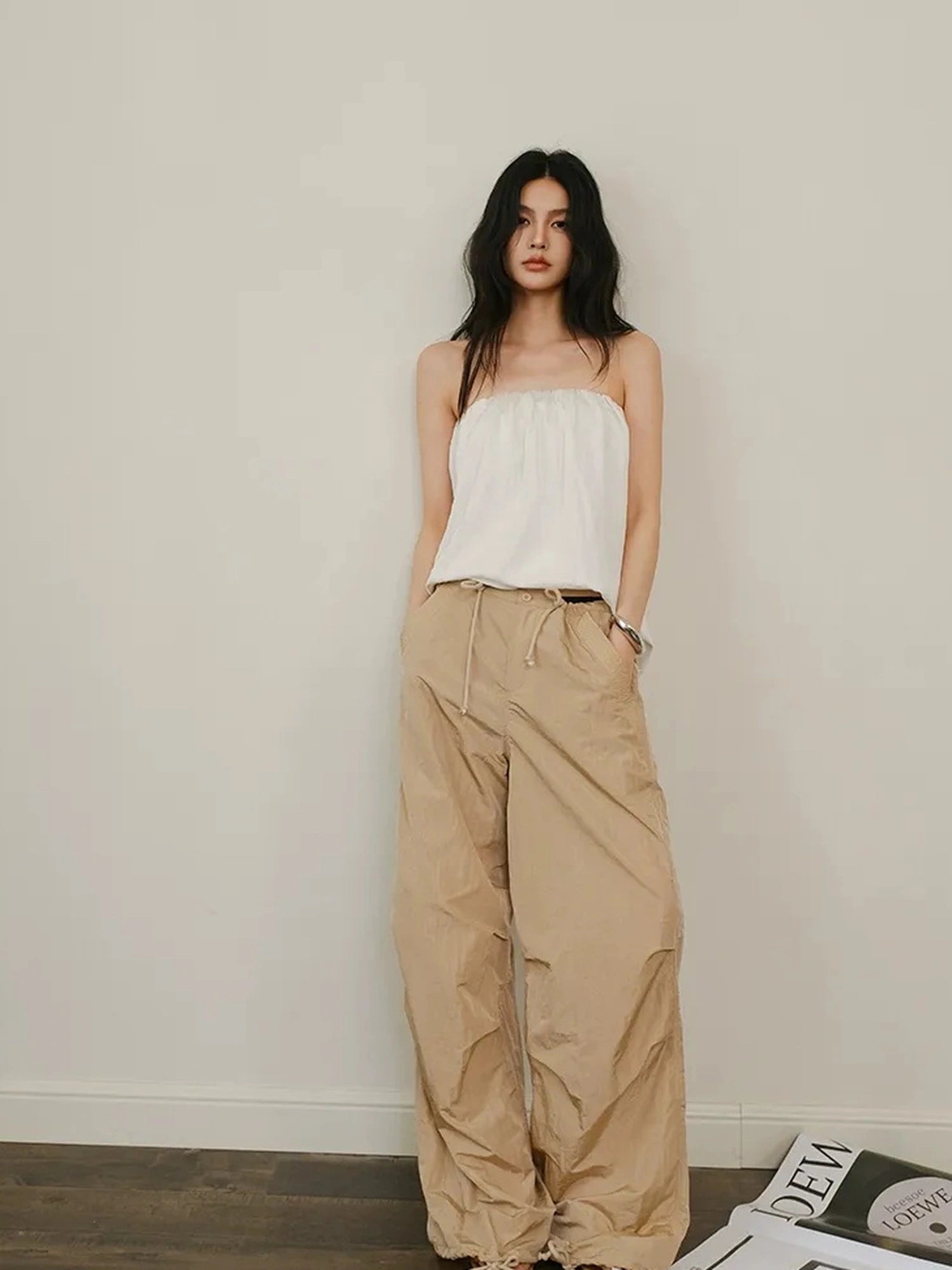 Cool Touch Wrinkle Textured Nylon Cargo Trousers