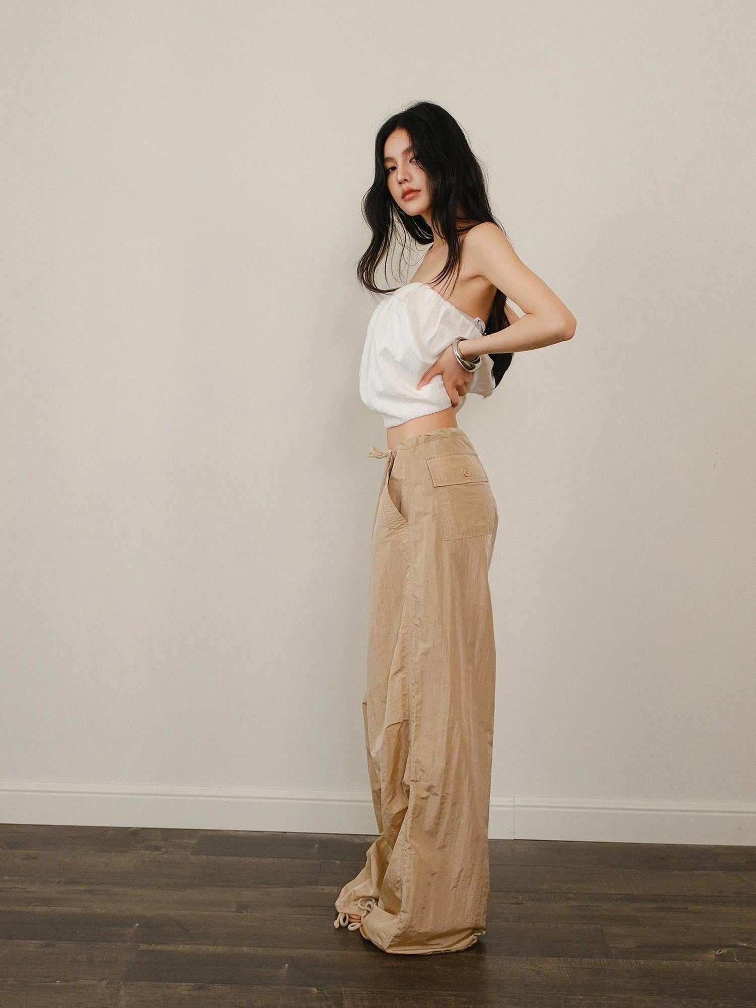 Cool Touch Wrinkle Textured Nylon Cargo Trousers