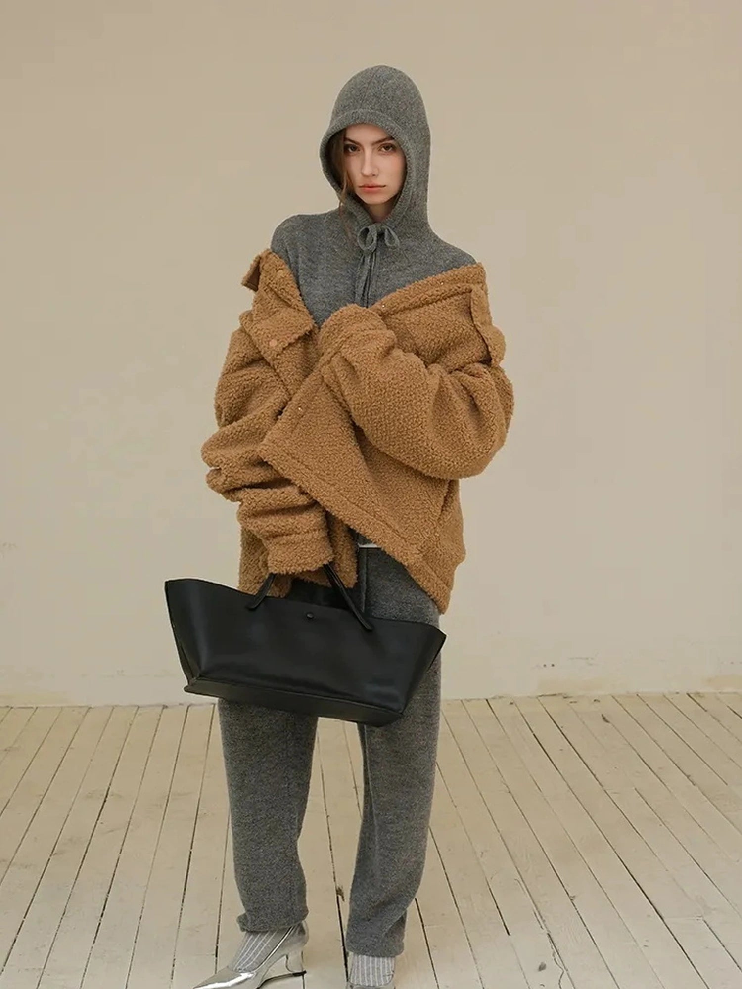 FU FRESH UP Cozy Wool Blend Knit Hoodie Jogger Set