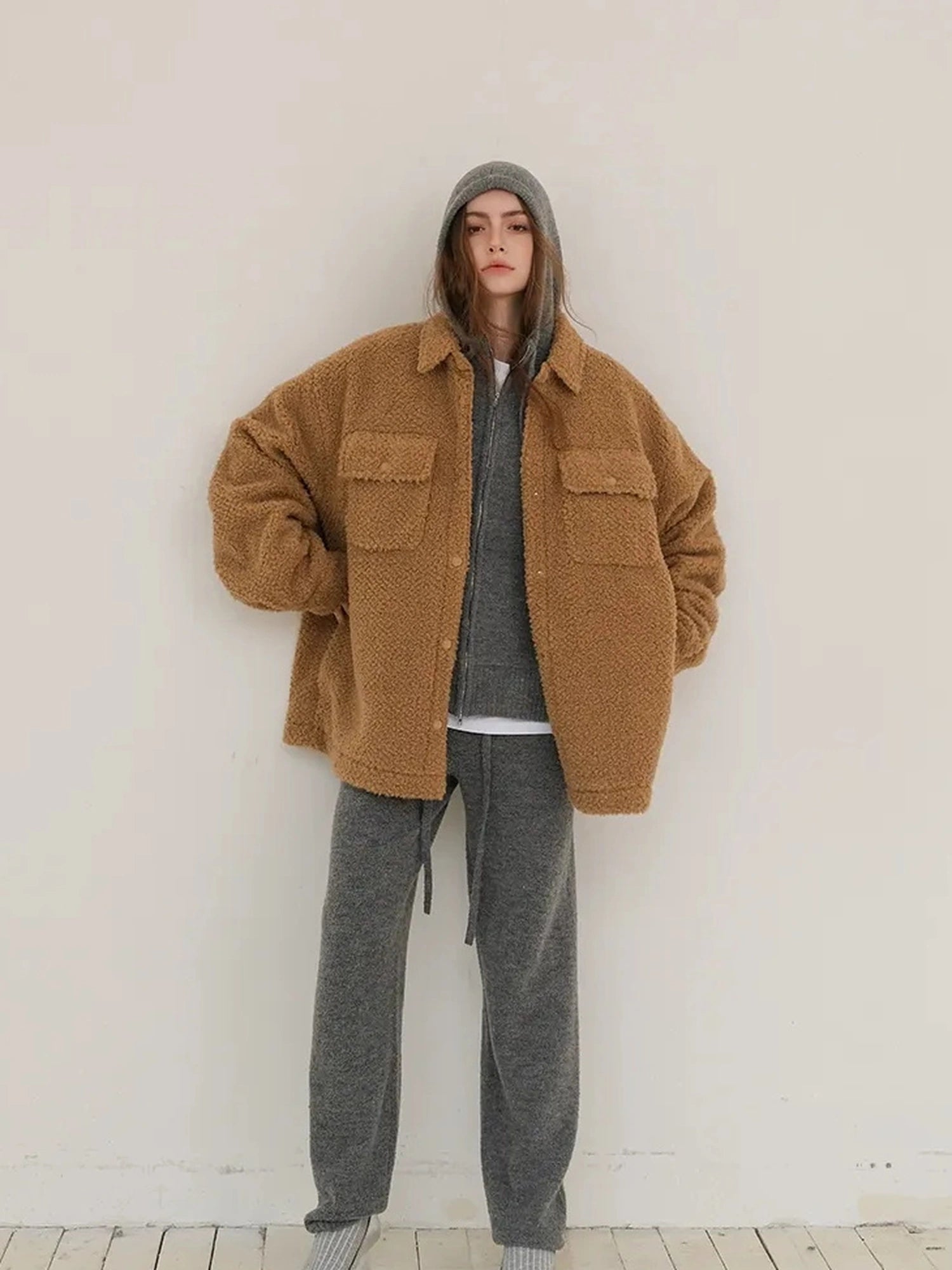 FU FRESH UP Cozy Wool Blend Knit Hoodie Jogger Set