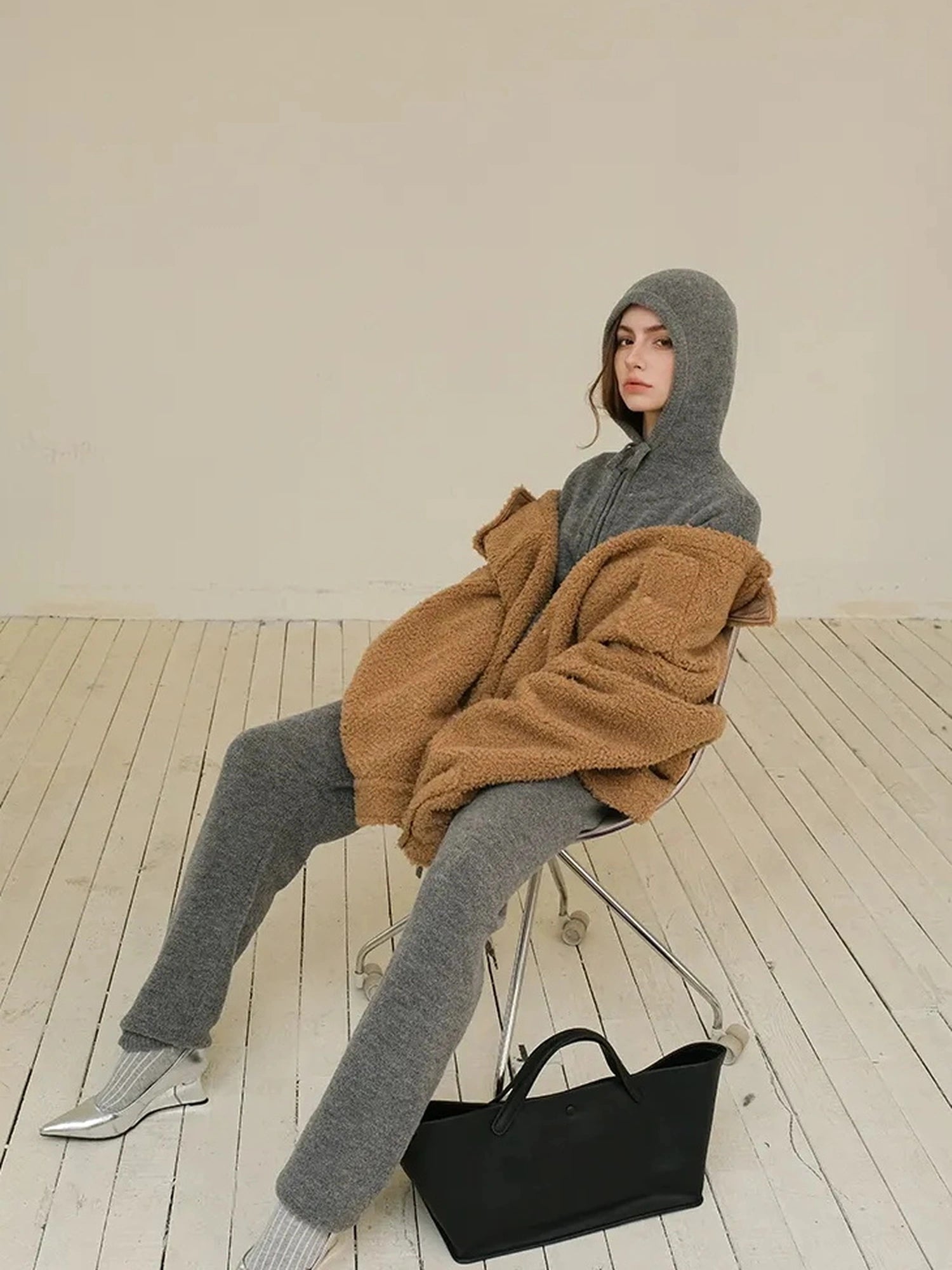 FU FRESH UP Cozy Wool Blend Knit Hoodie Jogger Set