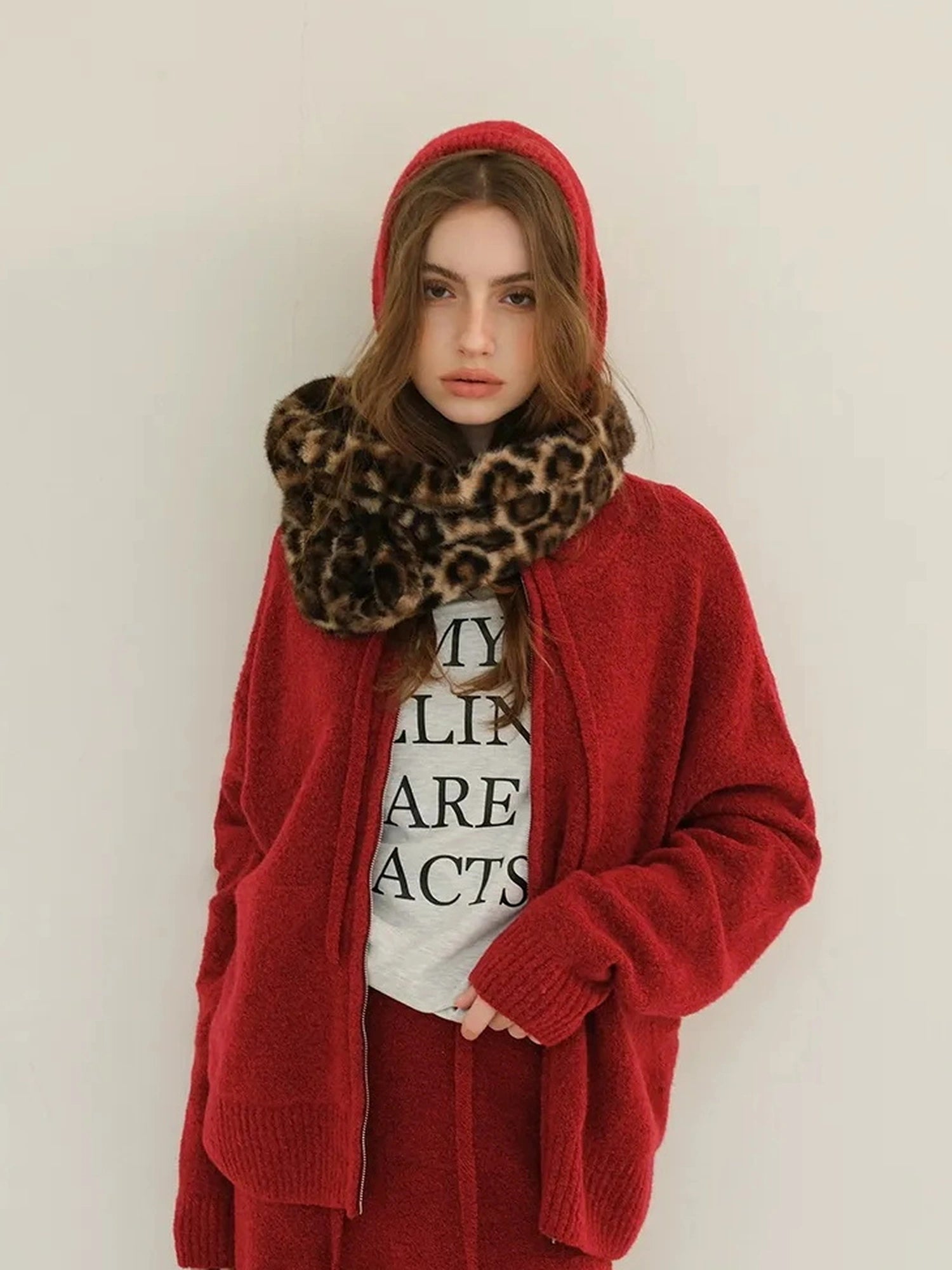 FU FRESH UP Cozy Wool Blend Knit Hoodie Jogger Set