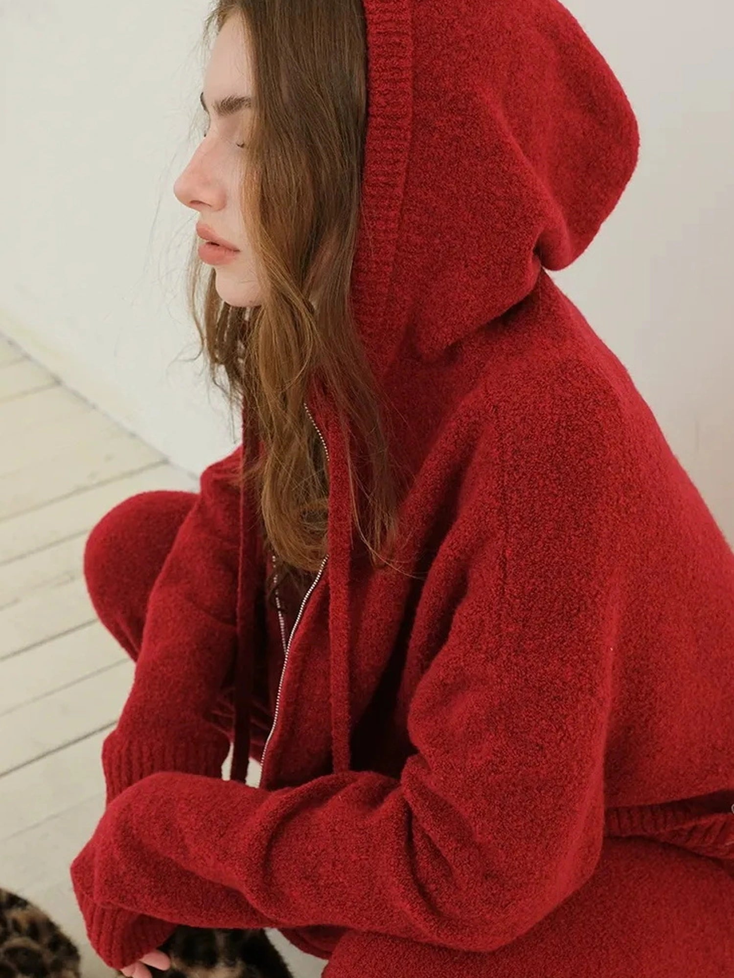 FU FRESH UP Cozy Wool Blend Knit Hoodie Jogger Set