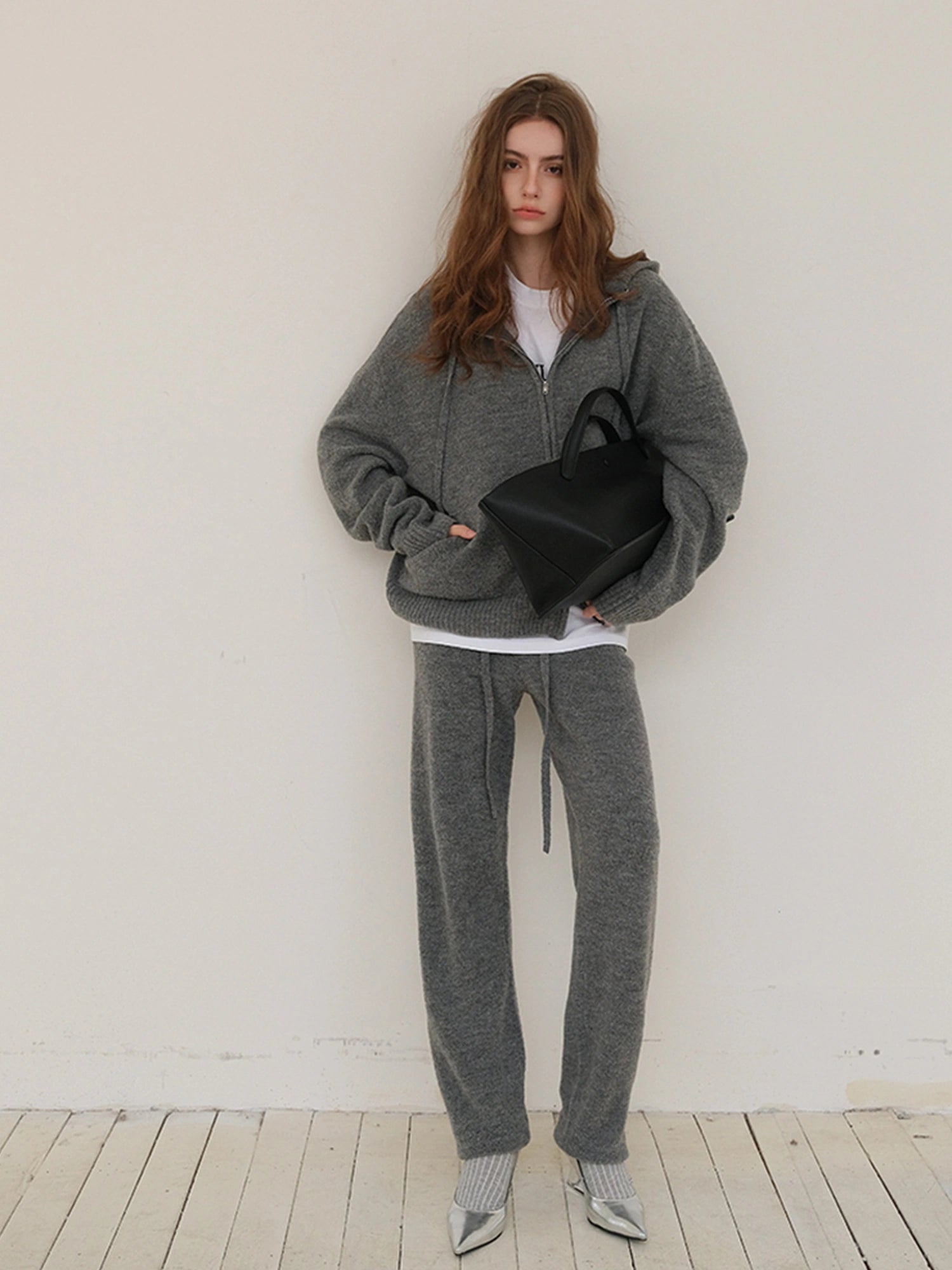 FU FRESH UP Cozy Wool Blend Knit Hoodie Jogger Set