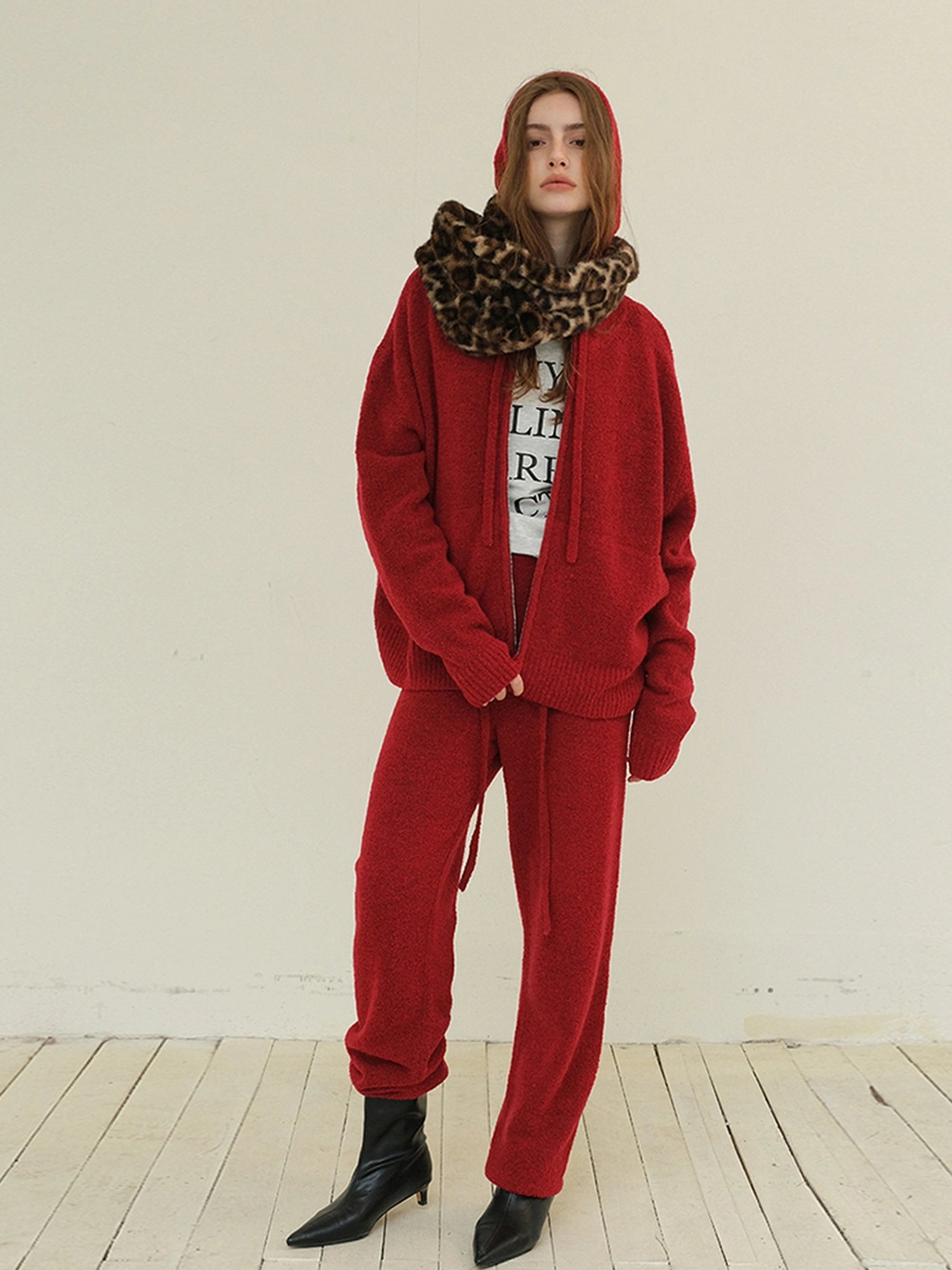 FU FRESH UP Cozy Wool Blend Knit Hoodie Jogger Set