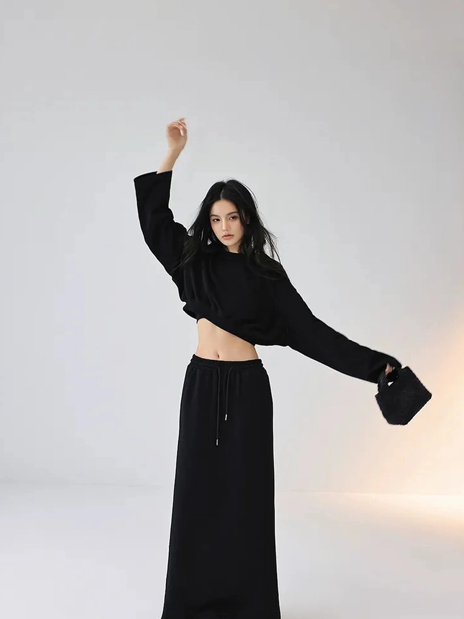 FU FRESH UP Crop Hoodie High Waist Skirt Set