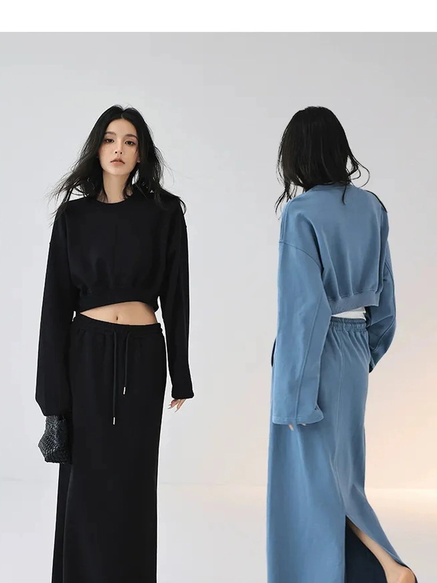 FU FRESH UP Crop Hoodie High Waist Skirt Set
