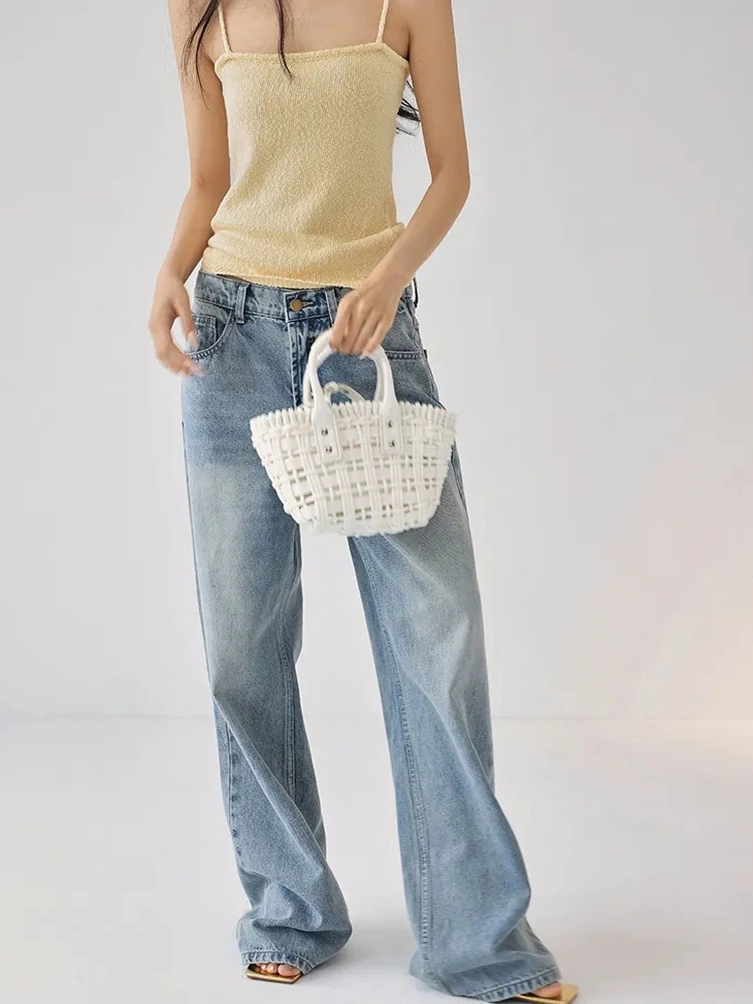 FU FRESH UP Cropped Knit Cardigan V-neck T-shirt Long Sleeve Camisole Set