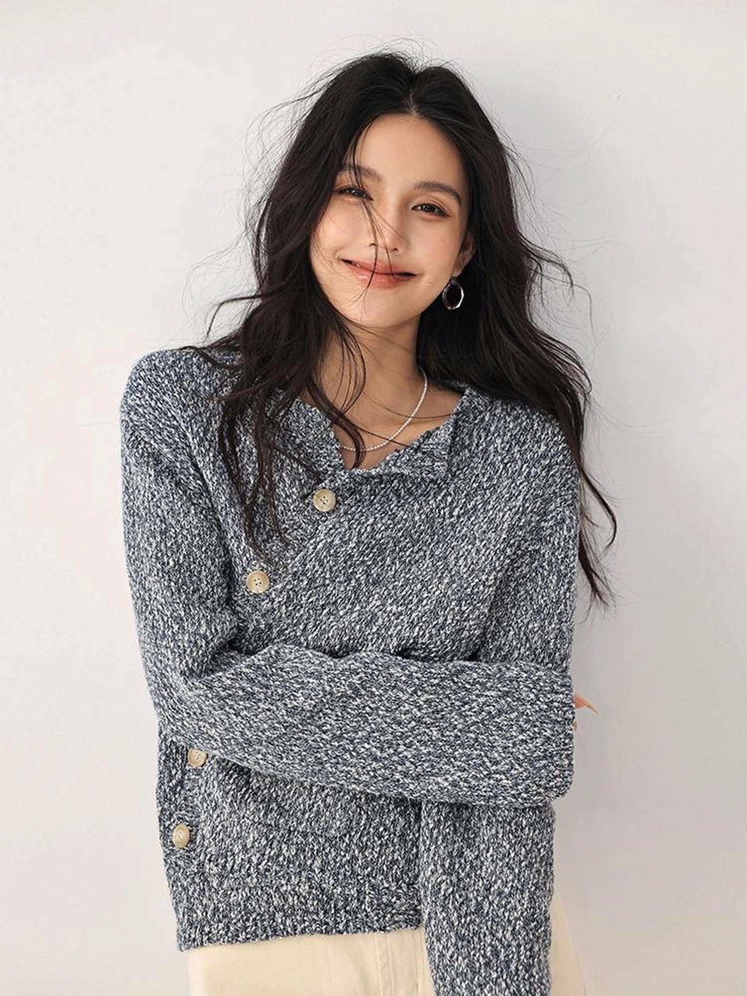 FU FRESH UP Cropped Knit Cardigan V-neck T-shirt Long Sleeve Camisole Set