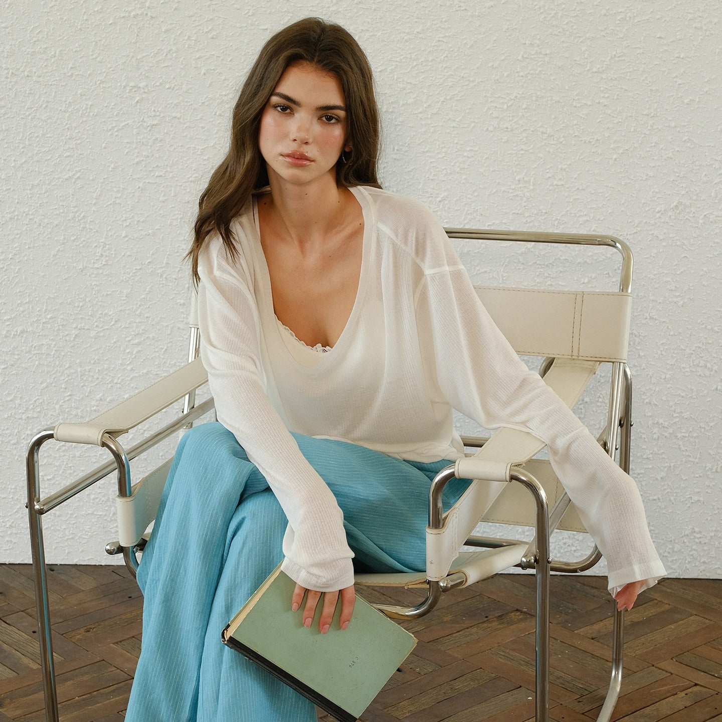FU_FRESH_UP_Deep_V-neck_Soft_Drape_Sheer_Women&