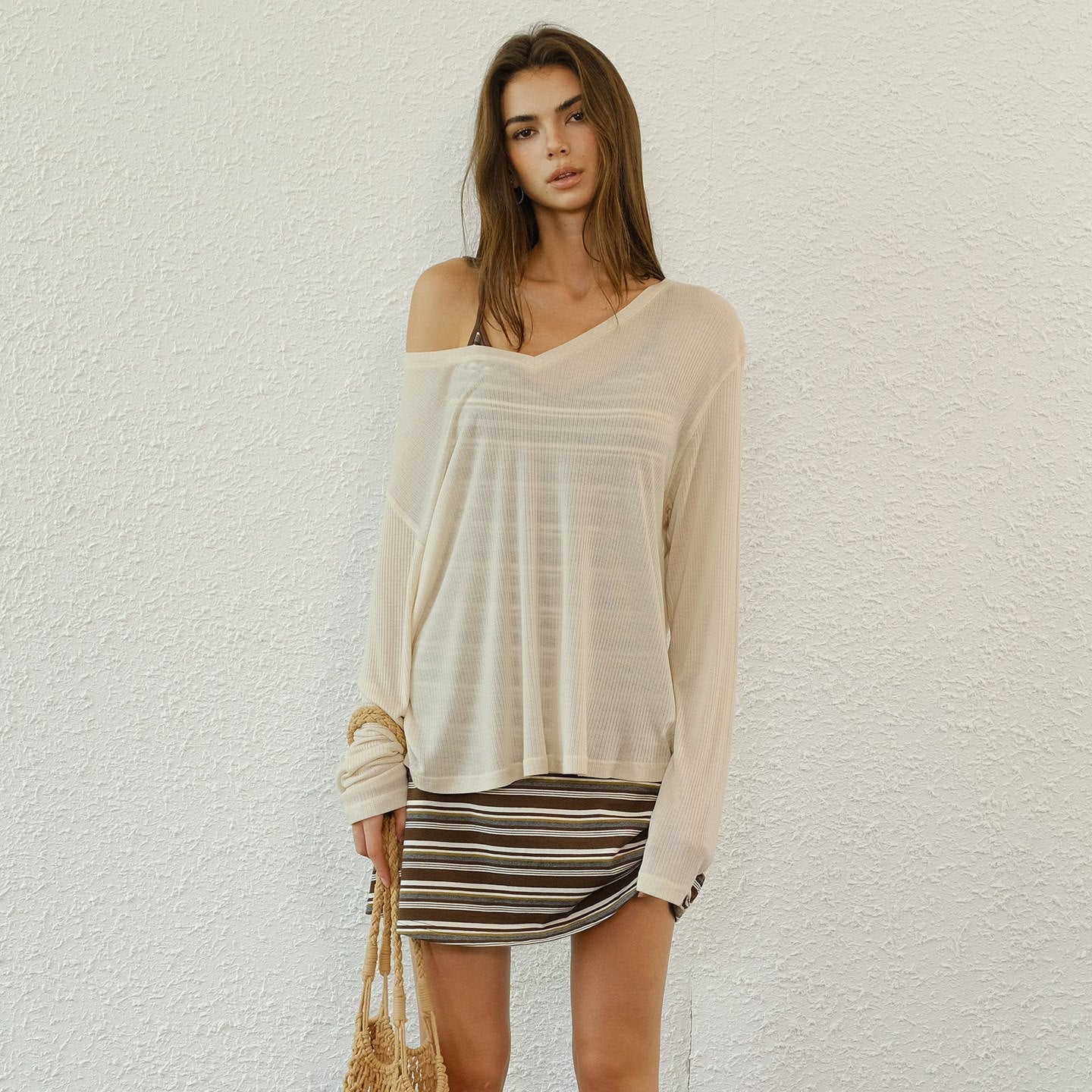 FU_FRESH_UP_Deep_V-neck_Soft_Drape_Sheer_Women&