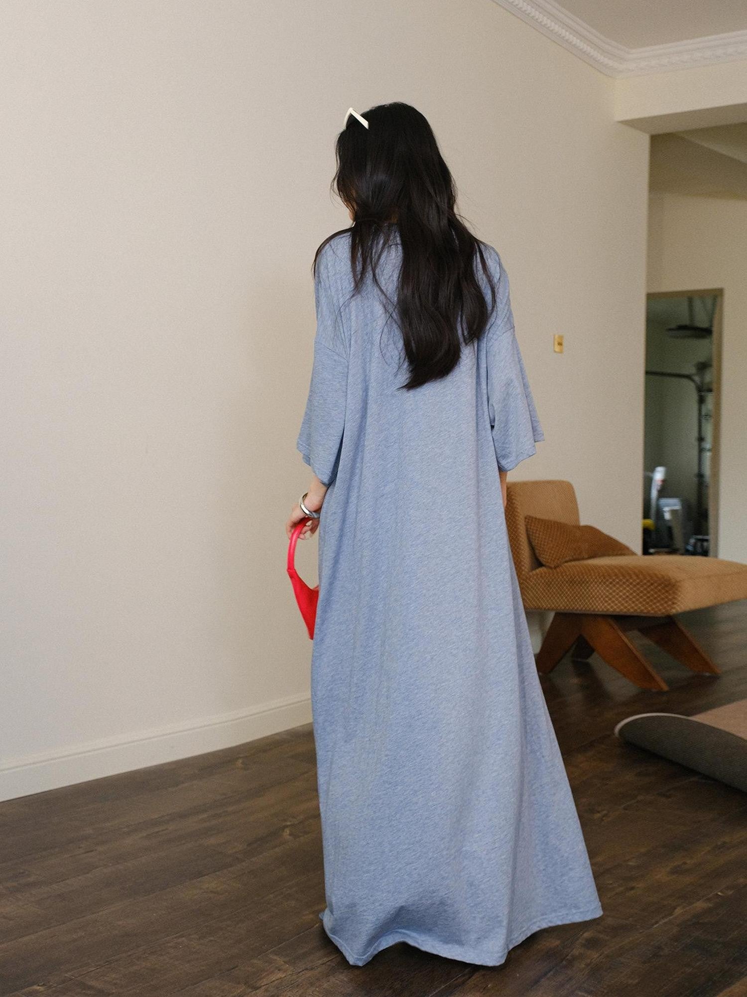 FU FRESH UP Denim Blue Letter Print Relaxed Fit Women&
