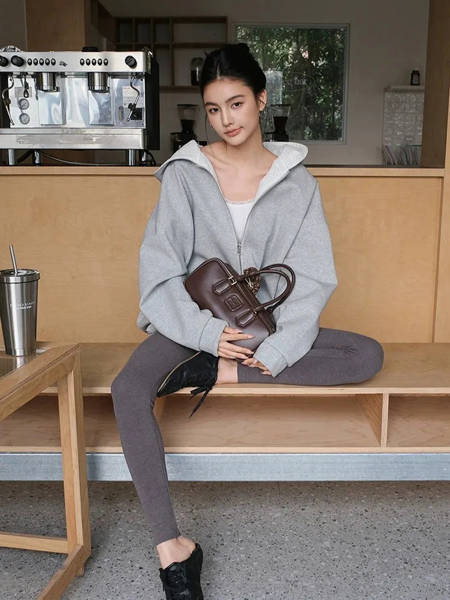 FU FRESH UP Double Faced Hooded Zip Up Sweatshirt