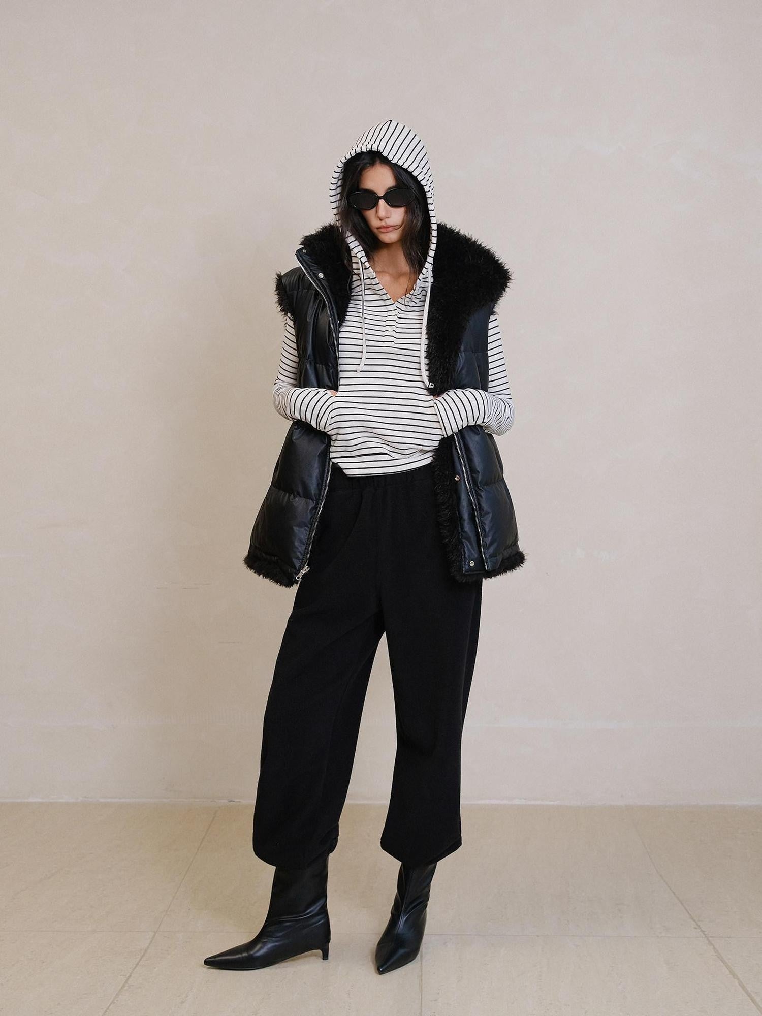 FU FRESH UP Double Sided Fleece High Waist Pockets Straight Leg Women&