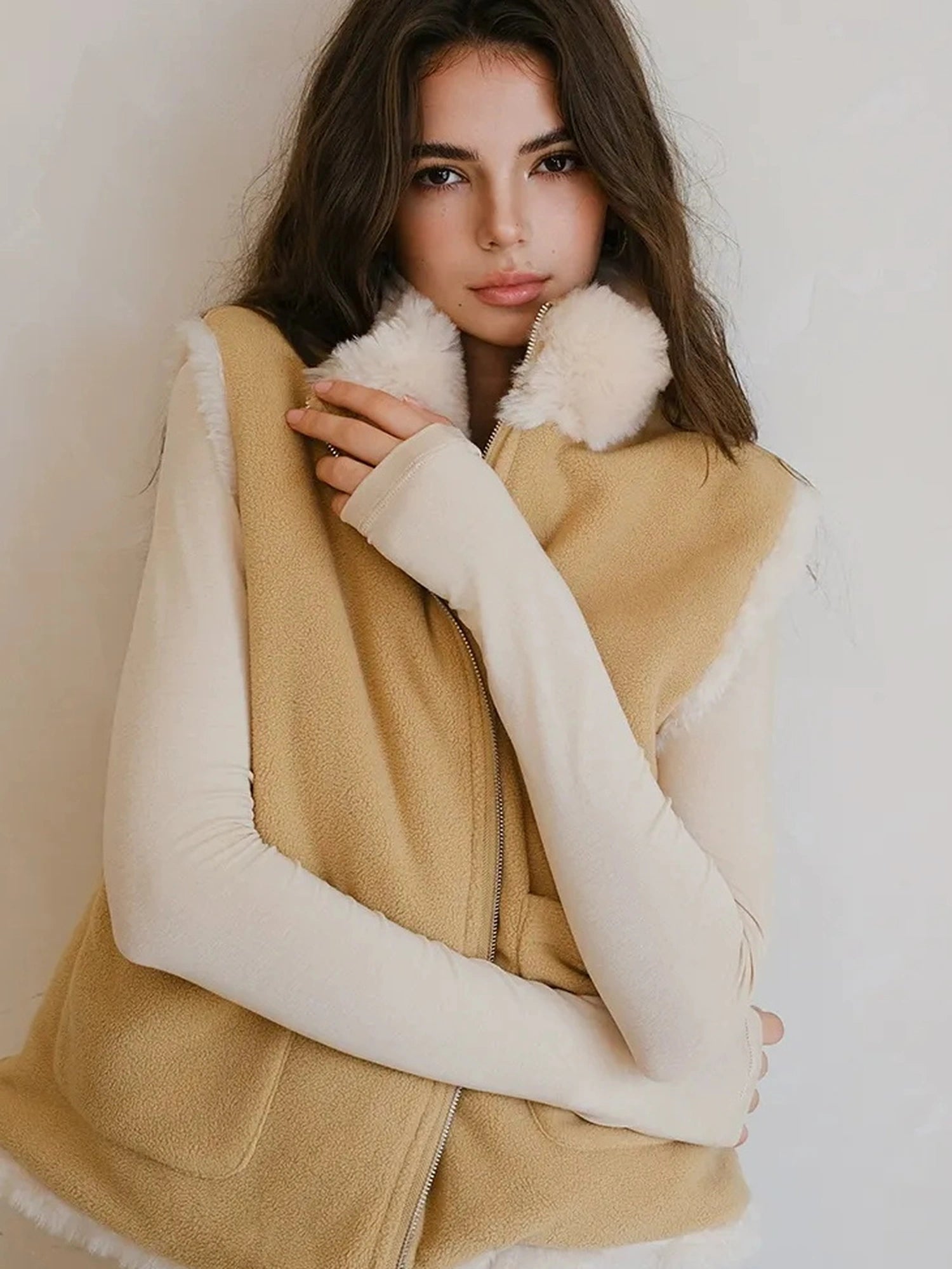 FU FRESH UP Double Sided Shearling Vest