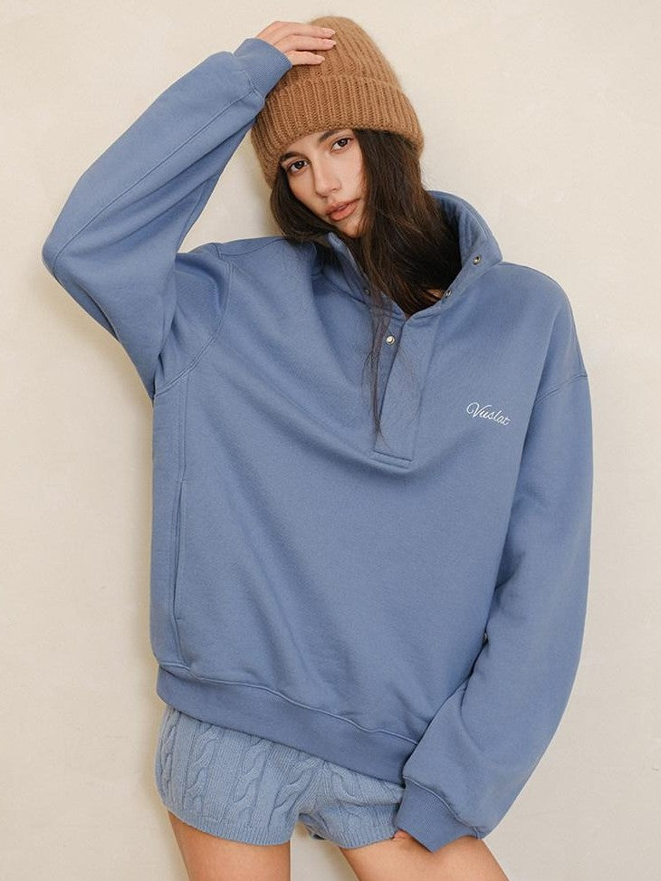 FU FRESH UP Drop Shoulder Letter Embroidered Polo Collar Women&