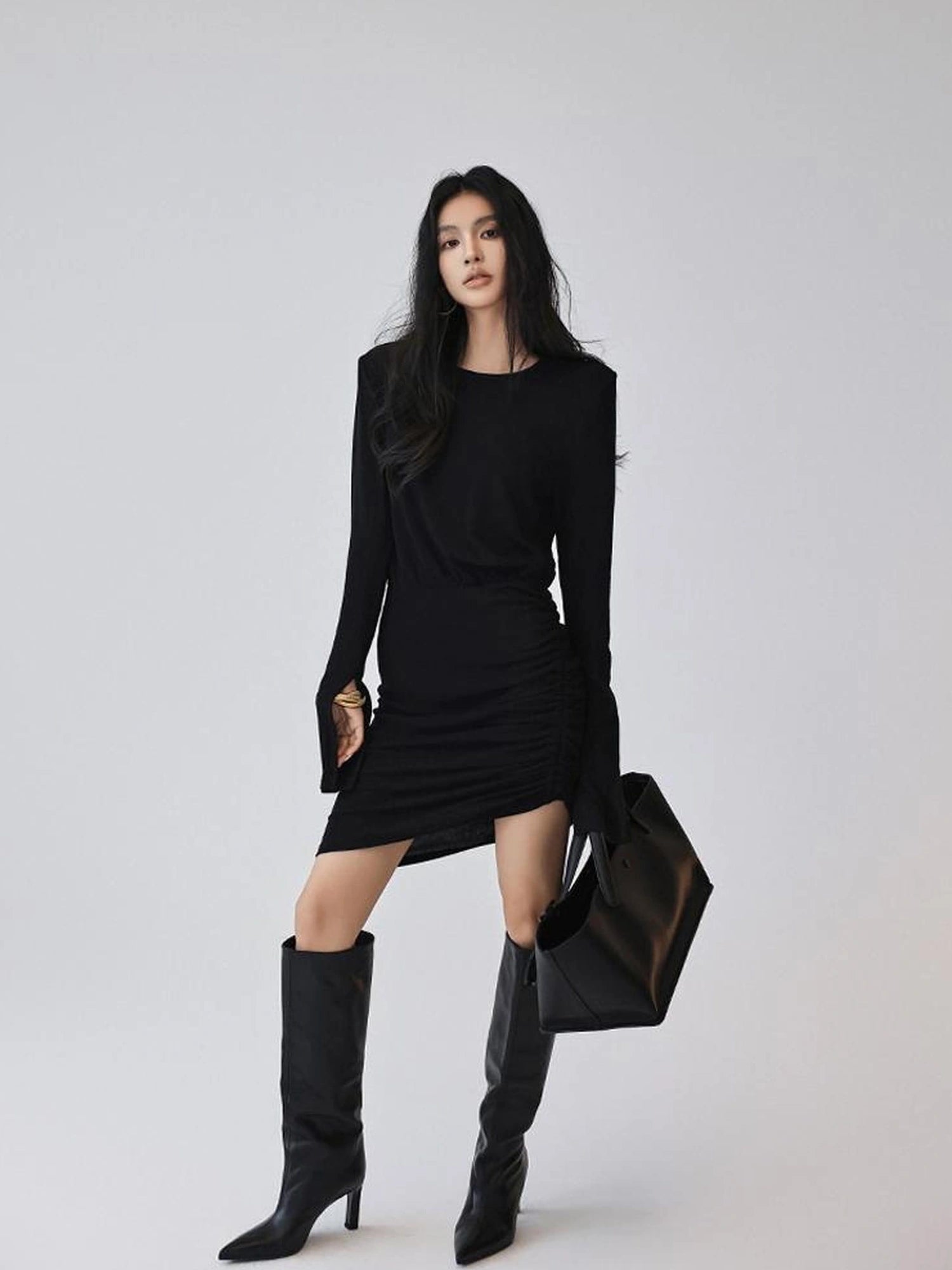 FU FRESH UP Elegant Sculpted Waist Cocktail Mini Dress