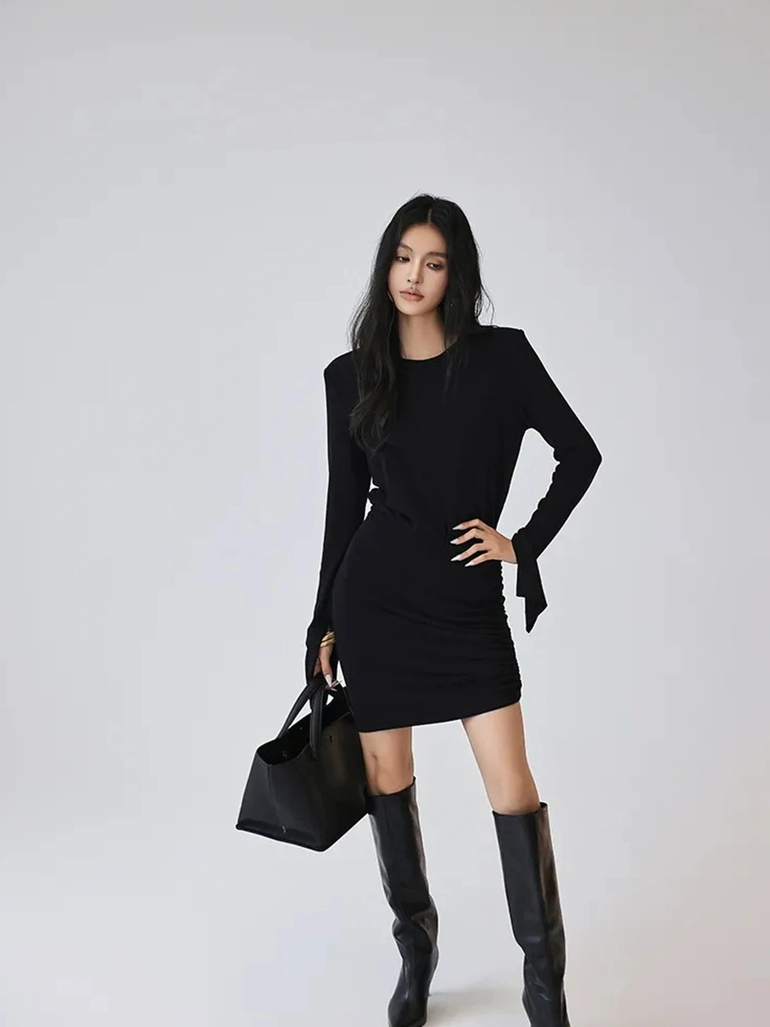 FU FRESH UP Elegant Sculpted Waist Cocktail Mini Dress