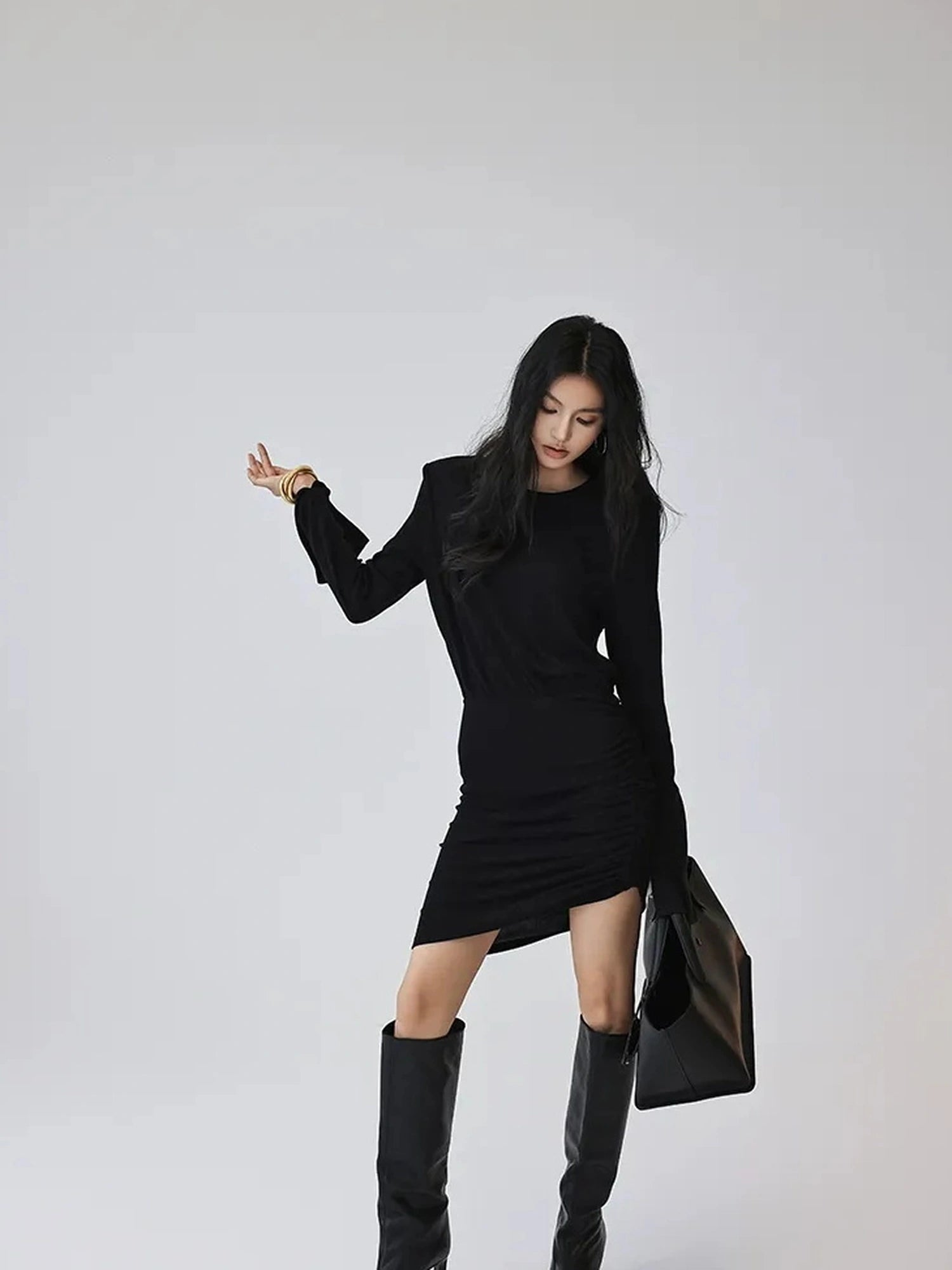 FU FRESH UP Elegant Sculpted Waist Cocktail Mini Dress