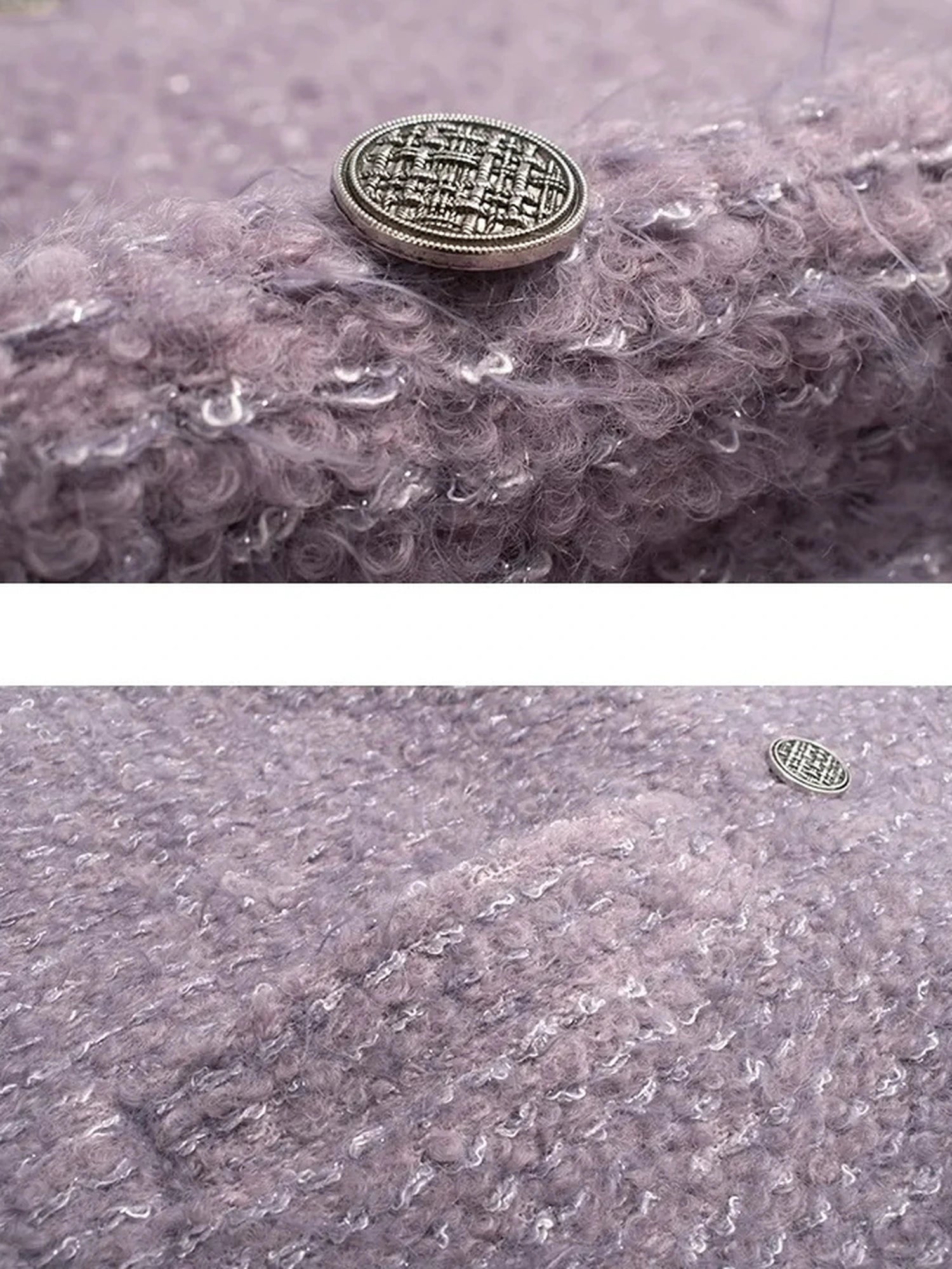 FU FRESH UP Elegant Wool Blend Long Coat With Metallic Yarn