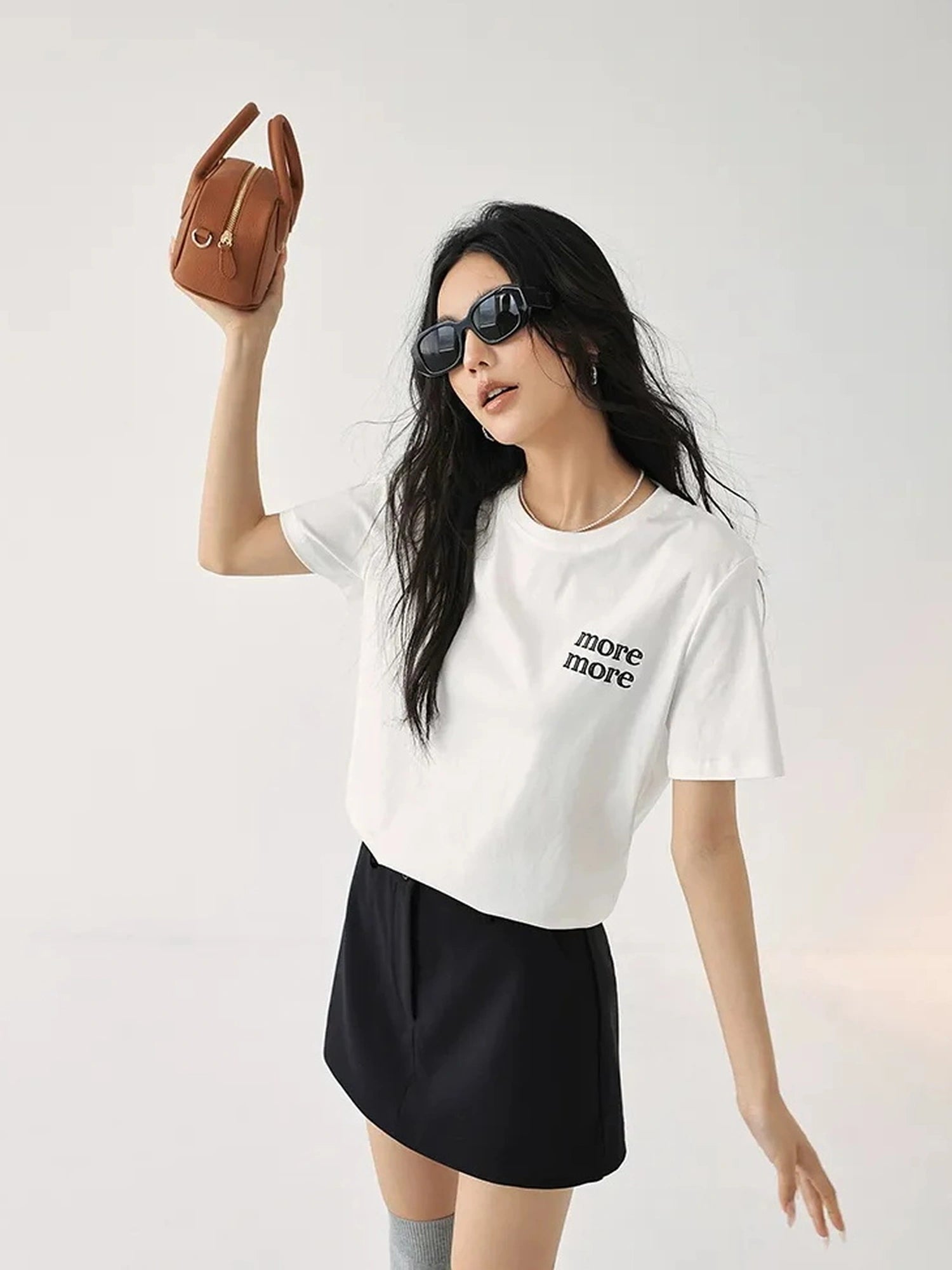 FU FRESH UP Embroidered Letter Cotton T-shirt