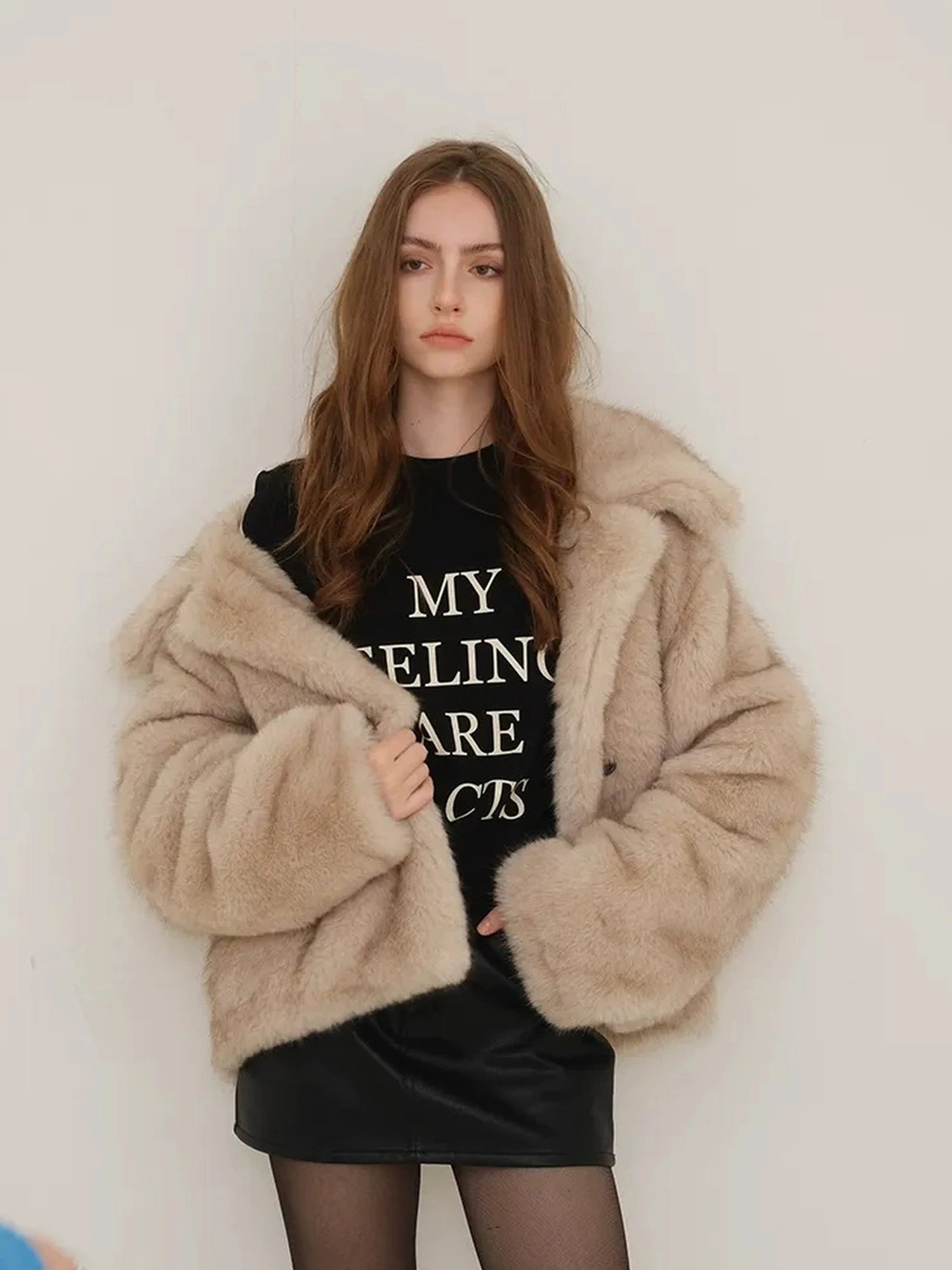 Embroidered Lettering Brushed Long Sleeve Tee
