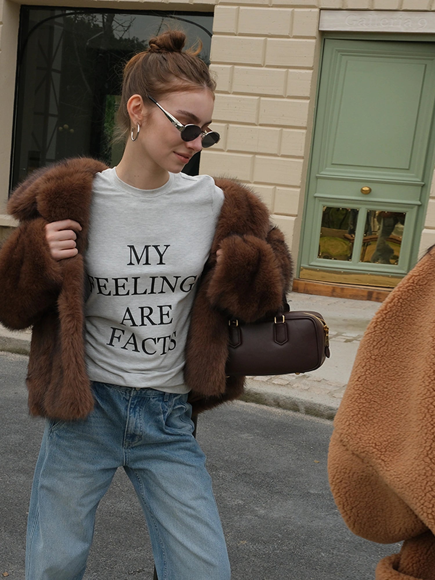 Embroidered Lettering Brushed Long Sleeve Tee