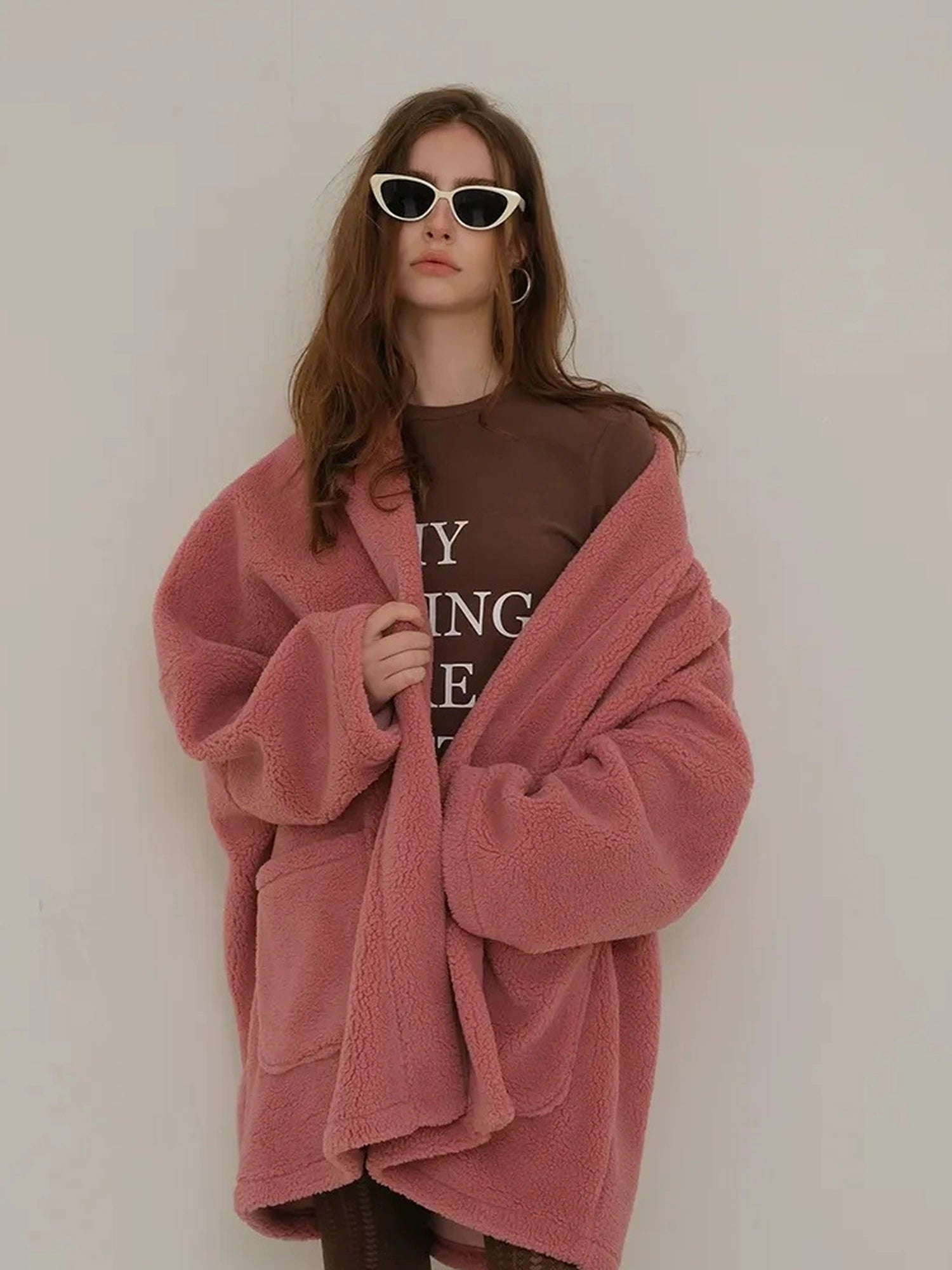 Embroidered Lettering Brushed Long Sleeve Tee