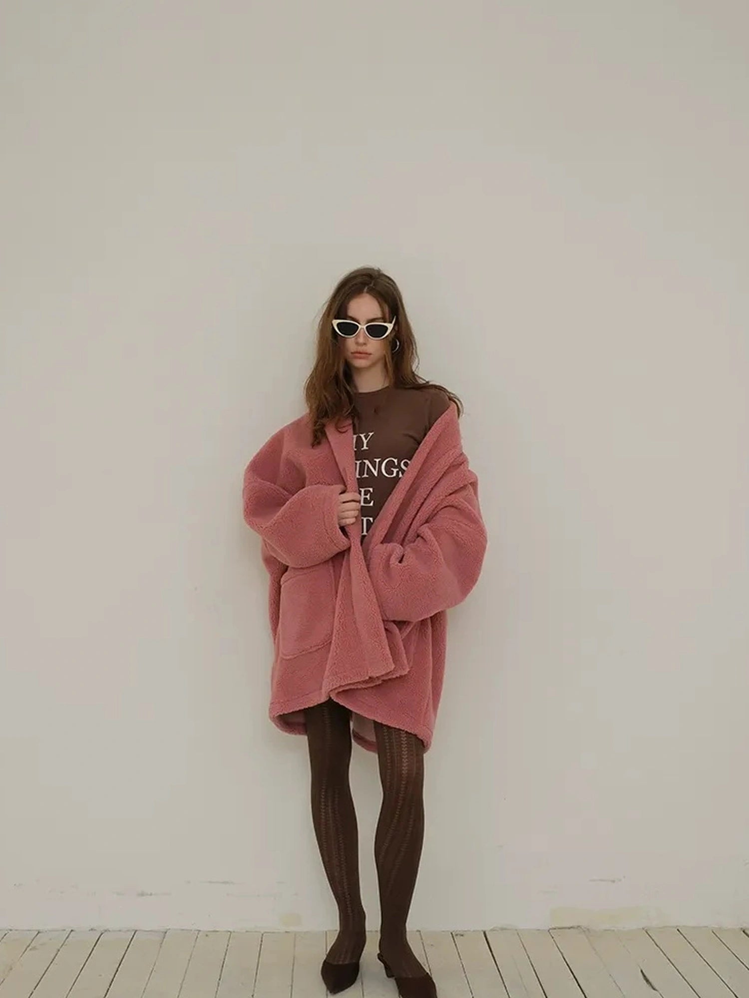 Embroidered Lettering Brushed Long Sleeve Tee