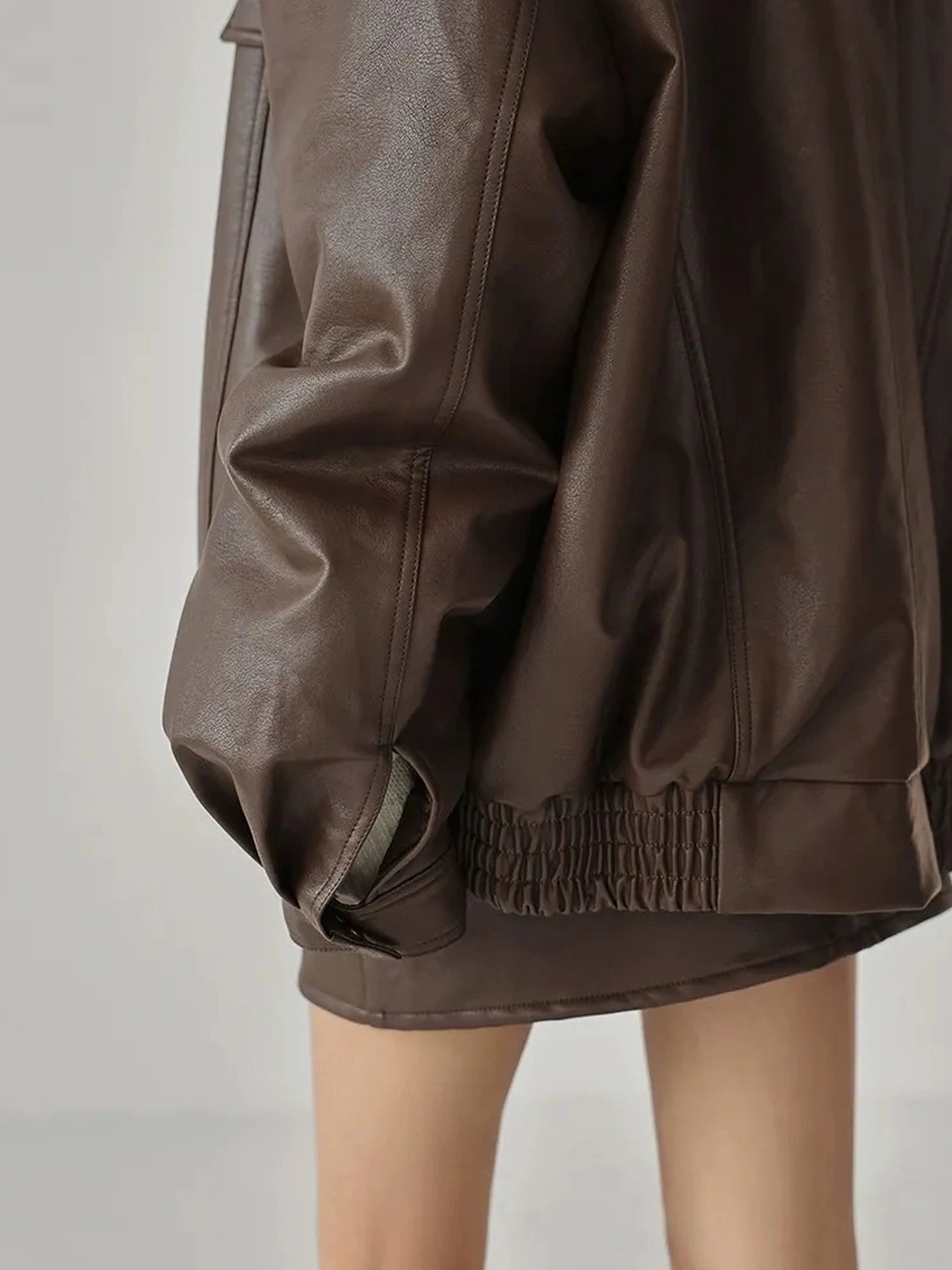 FU FRESH UP Fall Winter Eco Pu Shearling Collar Jacket