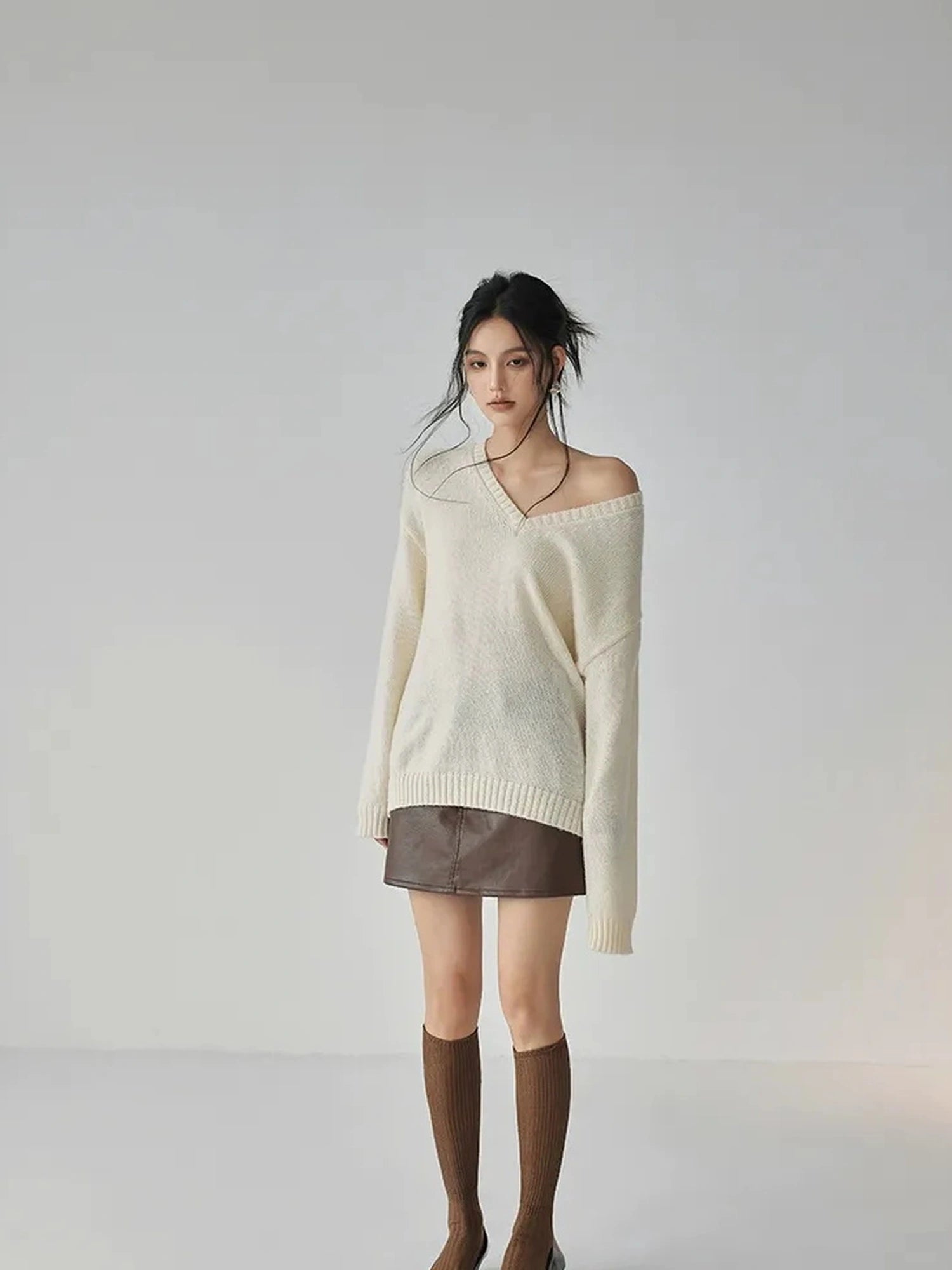 FU FRESH UP Fall Winter Pu Leather A Line Mini Skirt